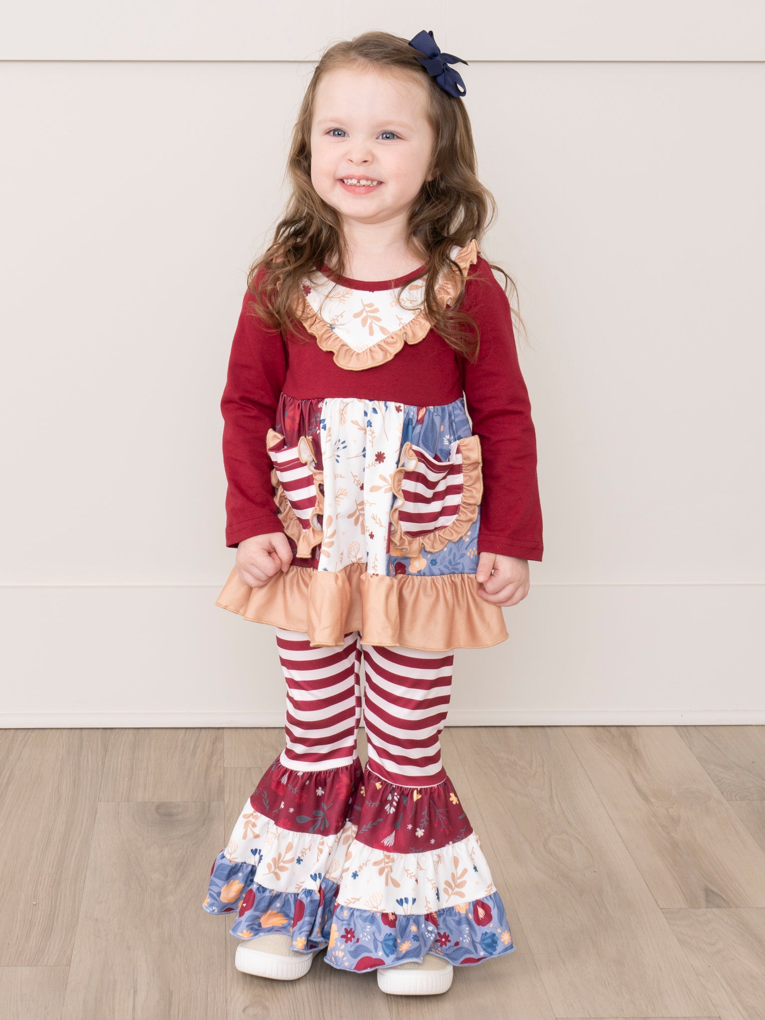 Pocket Flara Bells Outfit - Maroon - Marie Nicole Clothing