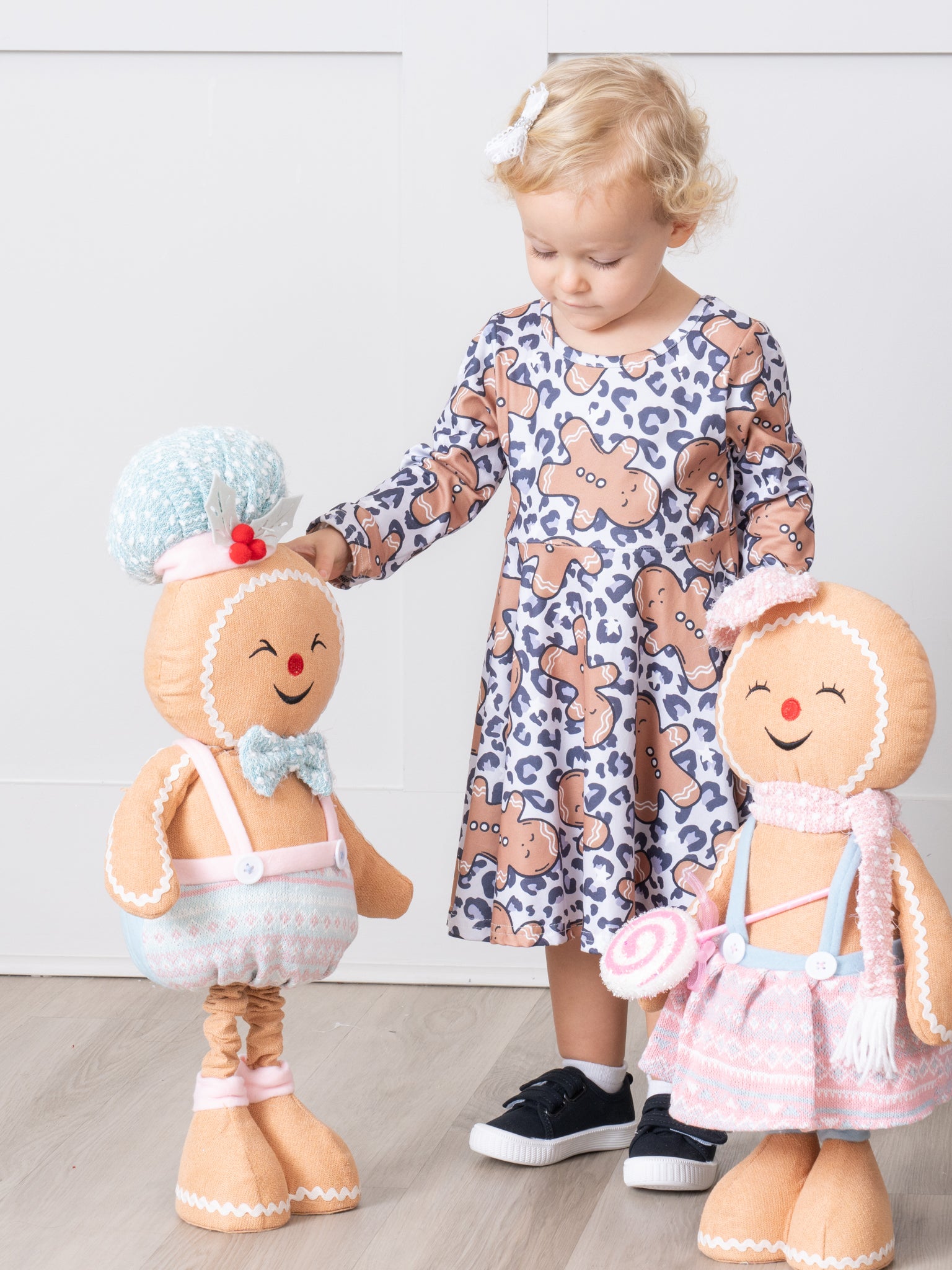 Leopard Print Gingerbread Cookies Swing Dress - Marie Nicole Clothing