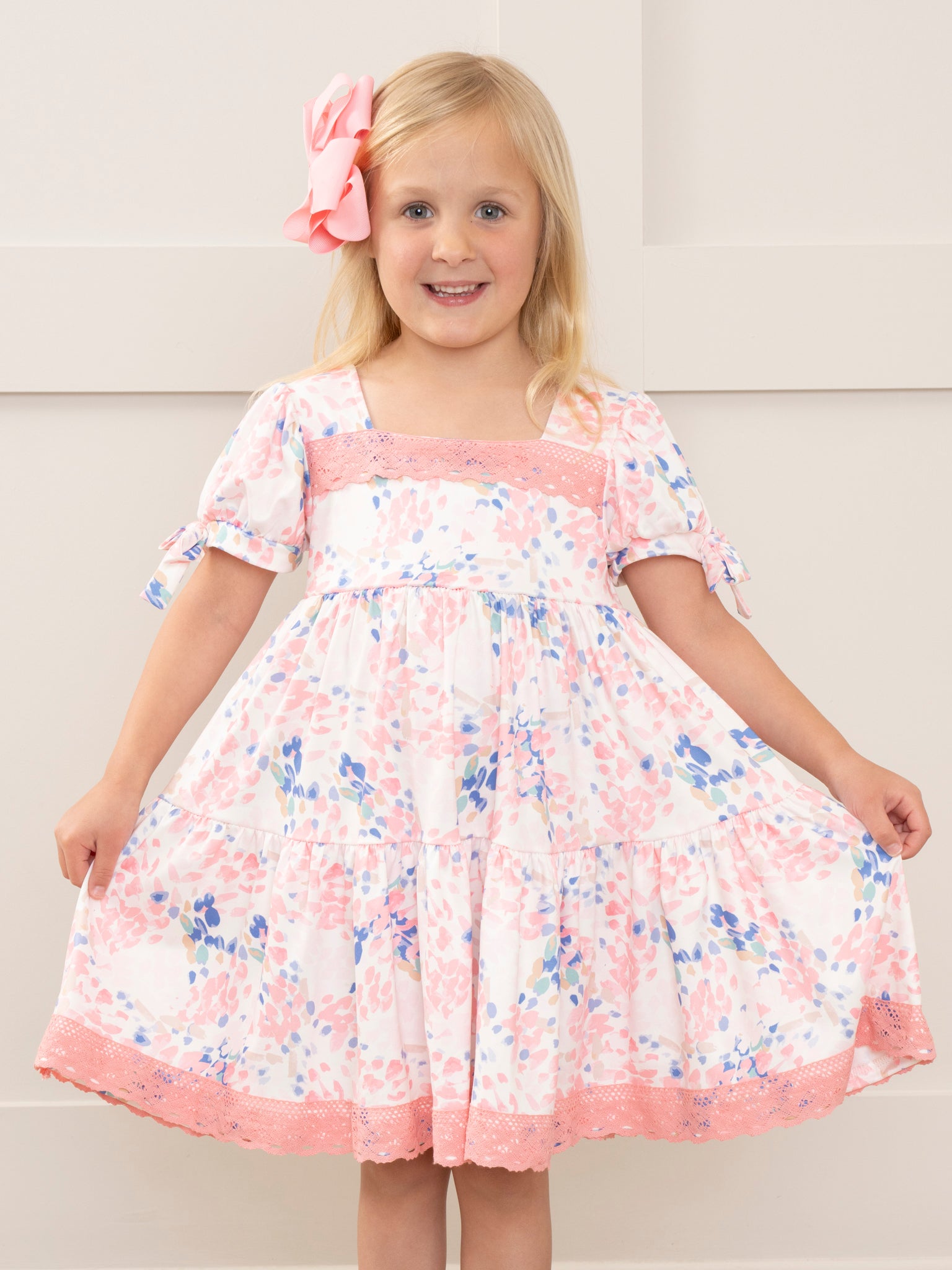Mauve & Violet Garden Lace Hem Dress - Marie Nicole Clothing