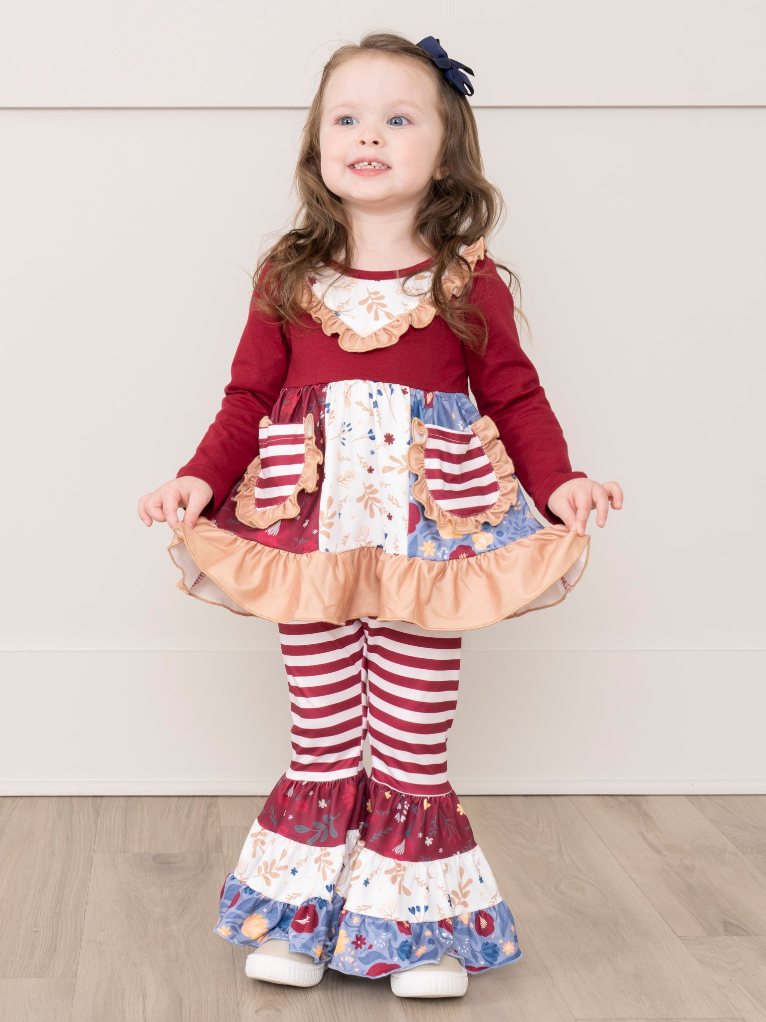 Pocket Flara Bells Outfit - Maroon - Marie Nicole Clothing