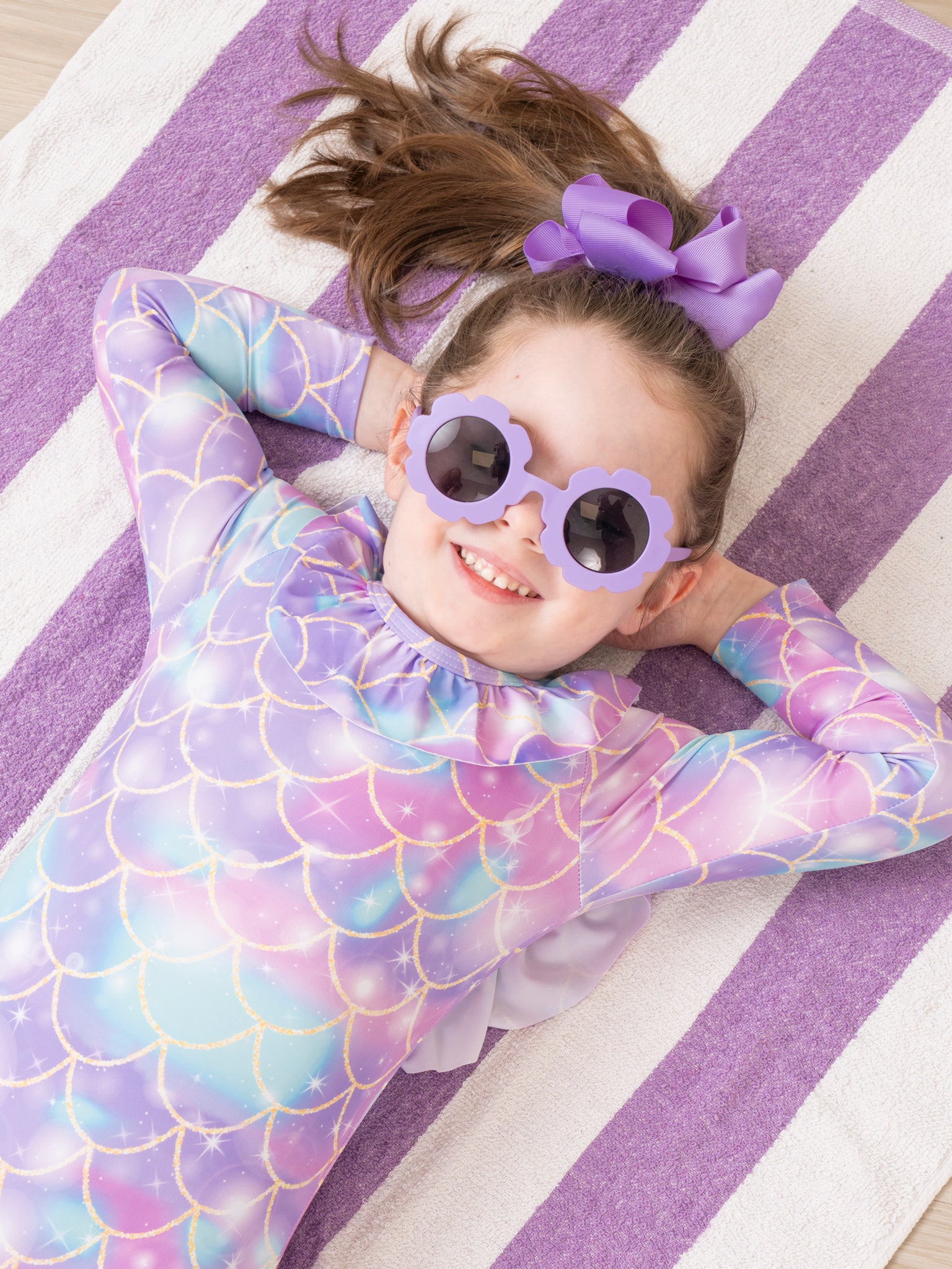 Purple Mermaid Scales Ruffle Swimsuit - Marie Nicole Clothing
