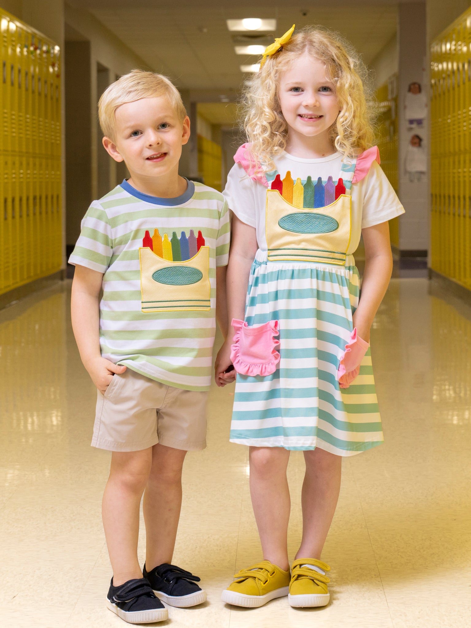 Striped Embroidered Crayon Box Skirtall Outfit - Marie Nicole Clothing