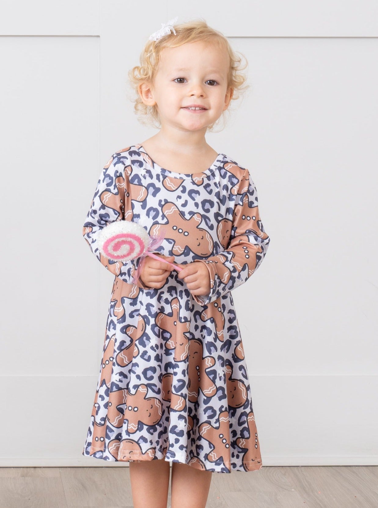 Leopard Print Gingerbread Cookies Swing Dress - Marie Nicole Clothing