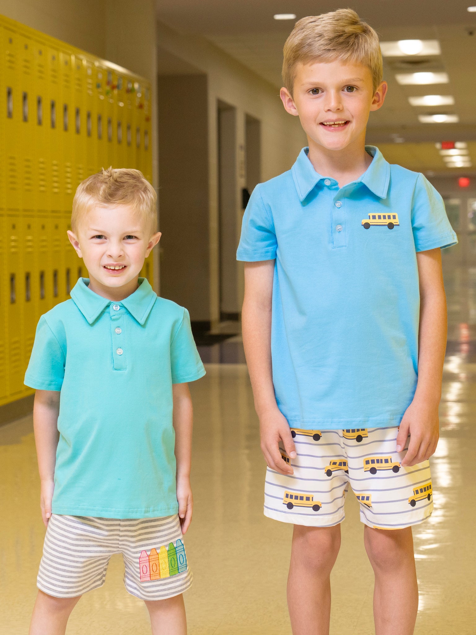 Striped Embroidered Crayons Polo Outfit - Marie Nicole Clothing