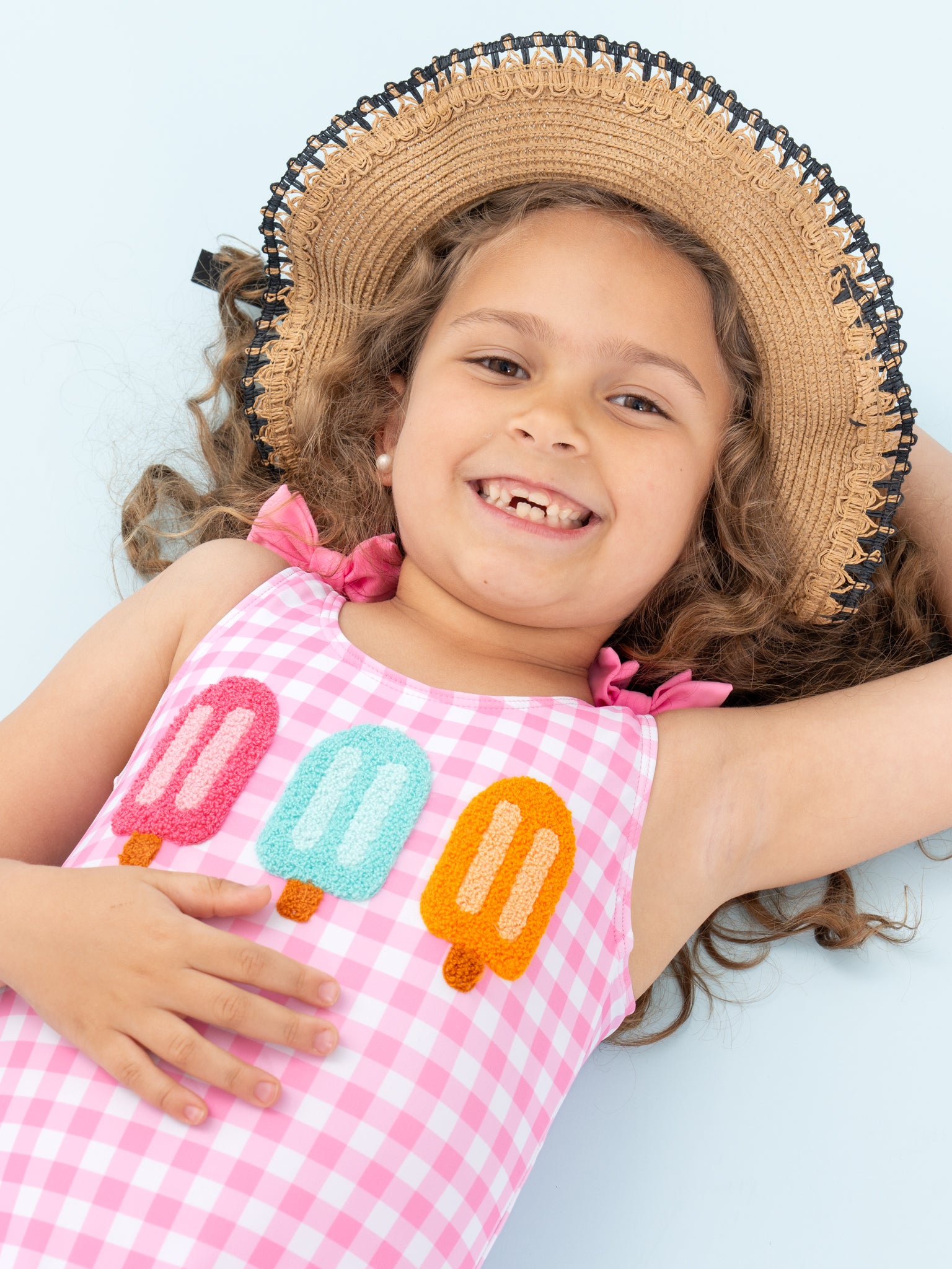 Pretty Popsicles Embroidered Gingham Ruffle Swimsuit - Marie Nicole Clothing