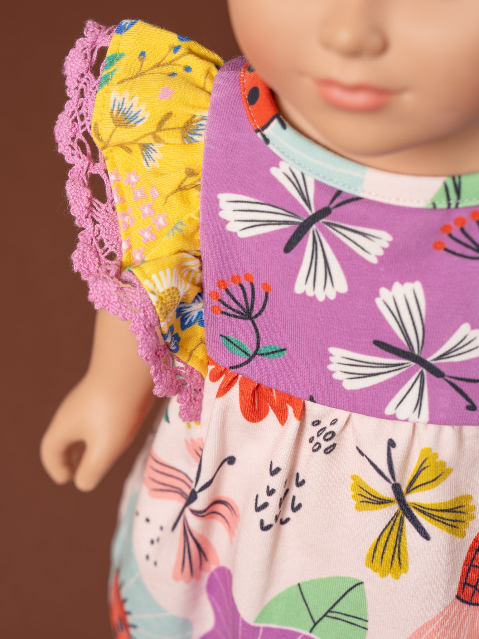 Butterfly Blooms Ruffle Tank Dress for 18" Doll - Marie Nicole Clothing