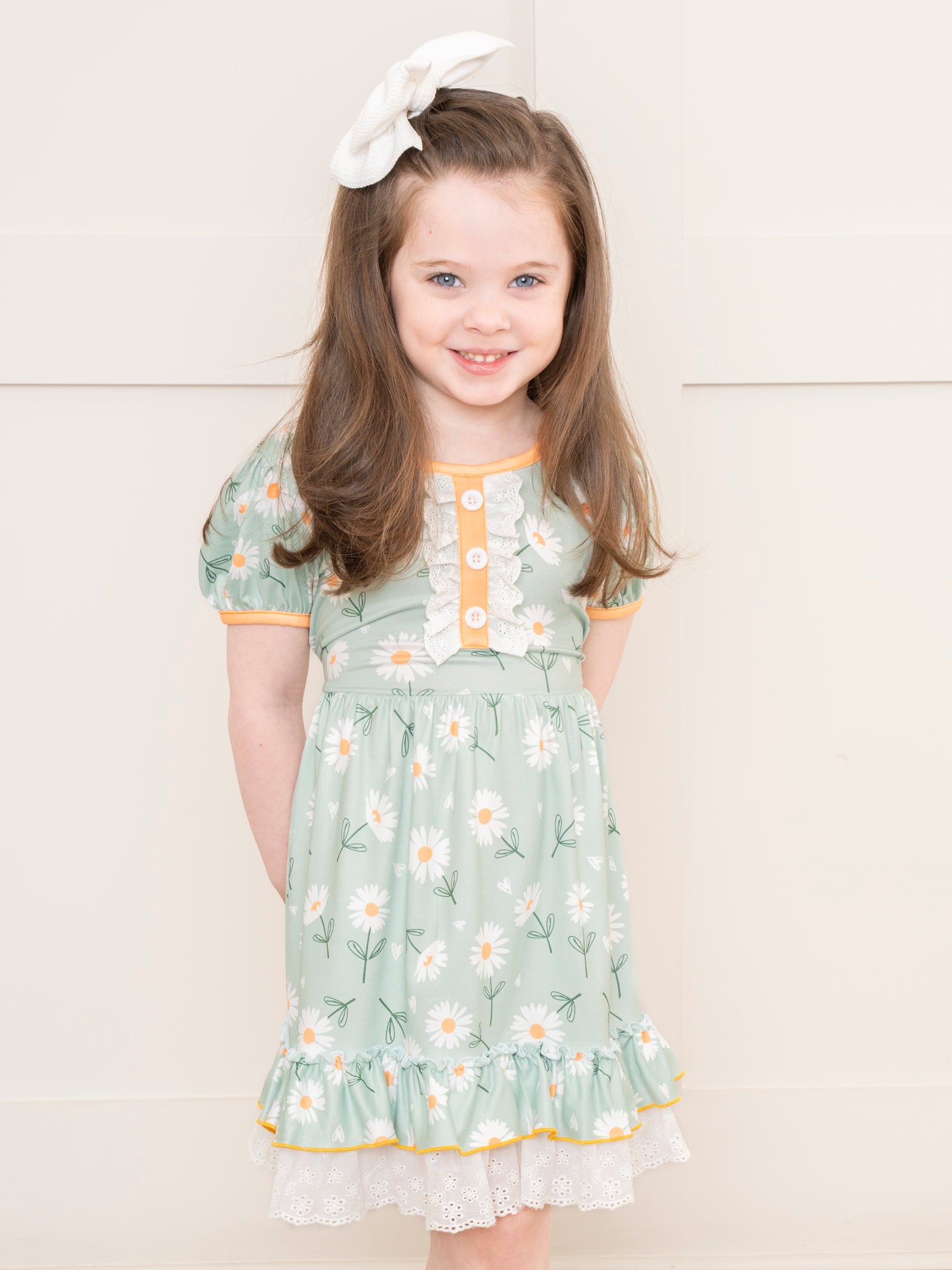 Mint Daisy Garden Lace Hem Dress - Marie Nicole Clothing