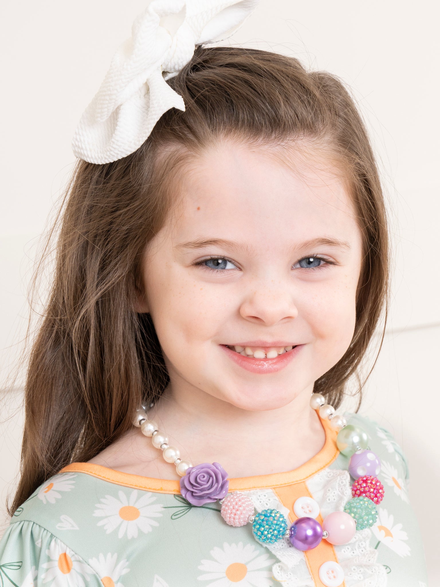 Pearl & Purple Rose Charm Bubblegum Necklace - Marie Nicole Clothing