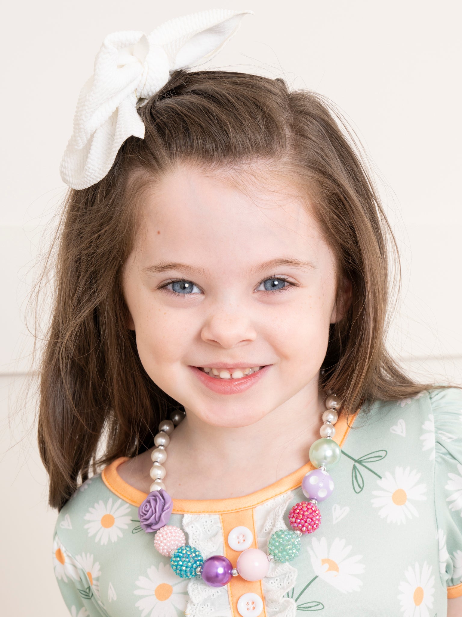 Pearl & Purple Rose Charm Bubblegum Necklace - Marie Nicole Clothing