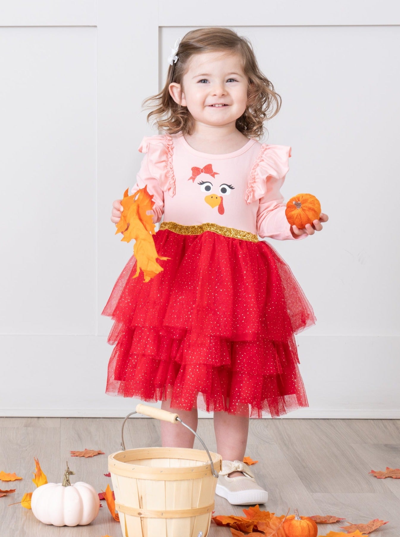 Pink & Red Turkey Tiered Tulle Dress - Marie Nicole Clothing