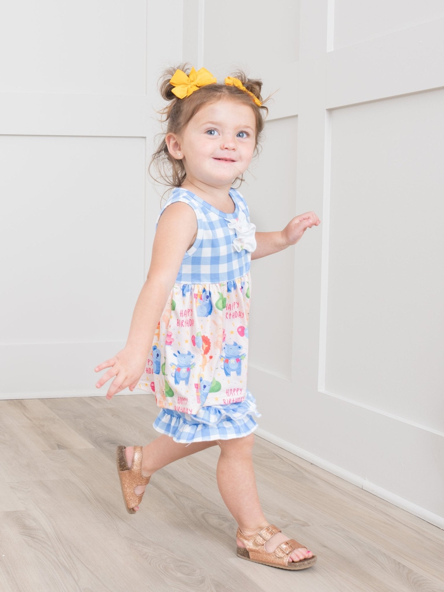 "Happy Birthday" Gingham Ruffle Outfit - Marie Nicole Clothing