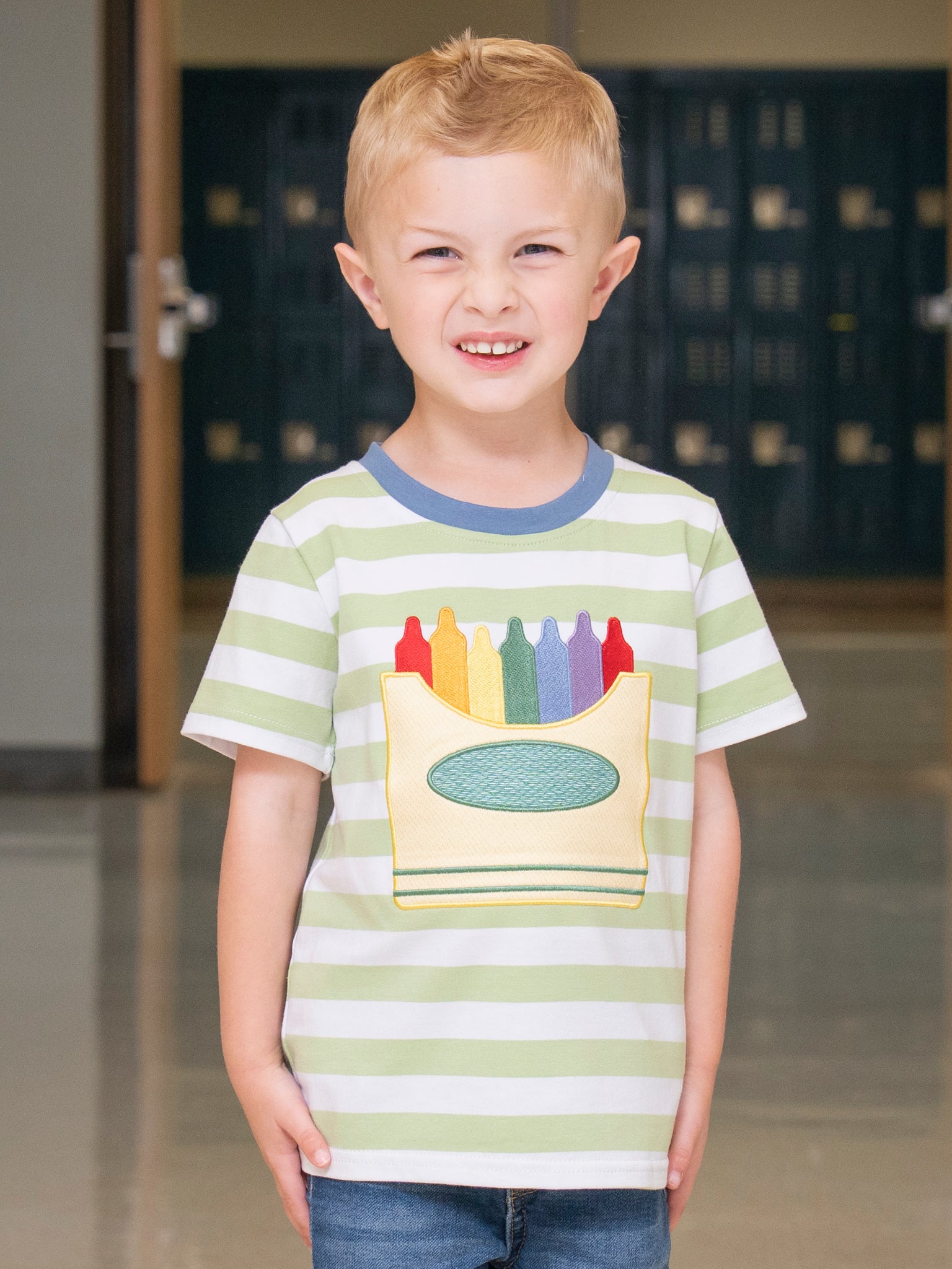 Striped Embroidered Crayon Box Shirt - Marie Nicole Clothing