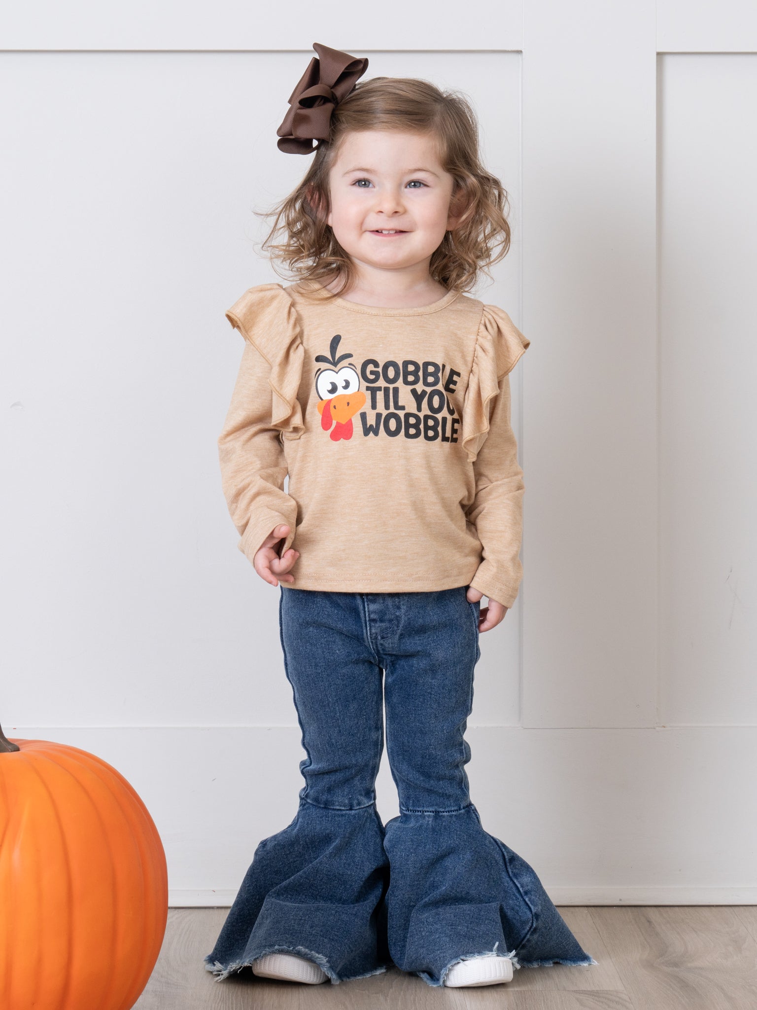 Tan "Gobble" Ruffle Bell Bottom Outfit - Marie Nicole Clothing