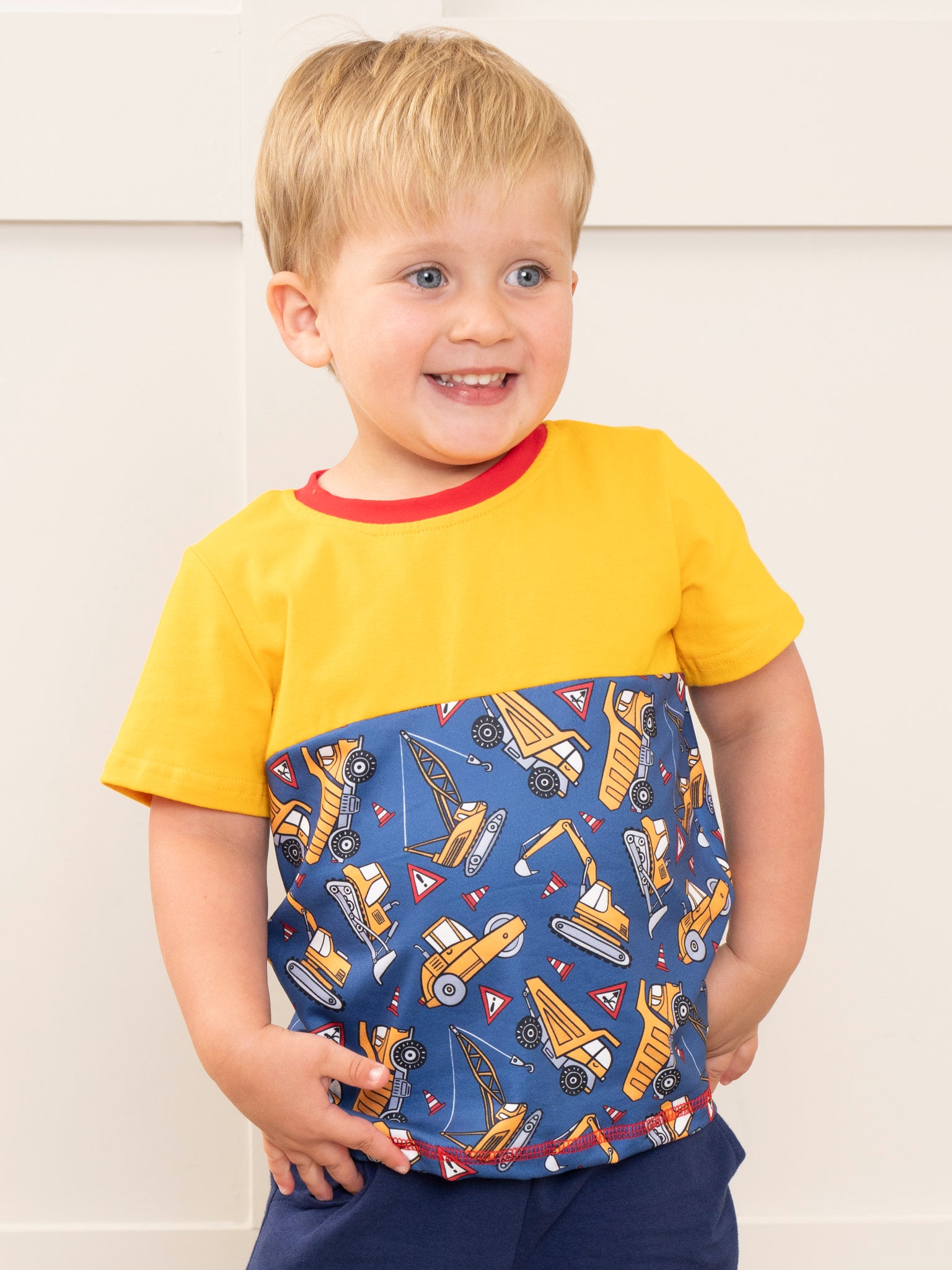 Blue & Yellow Construction Shirt - Marie Nicole Clothing
