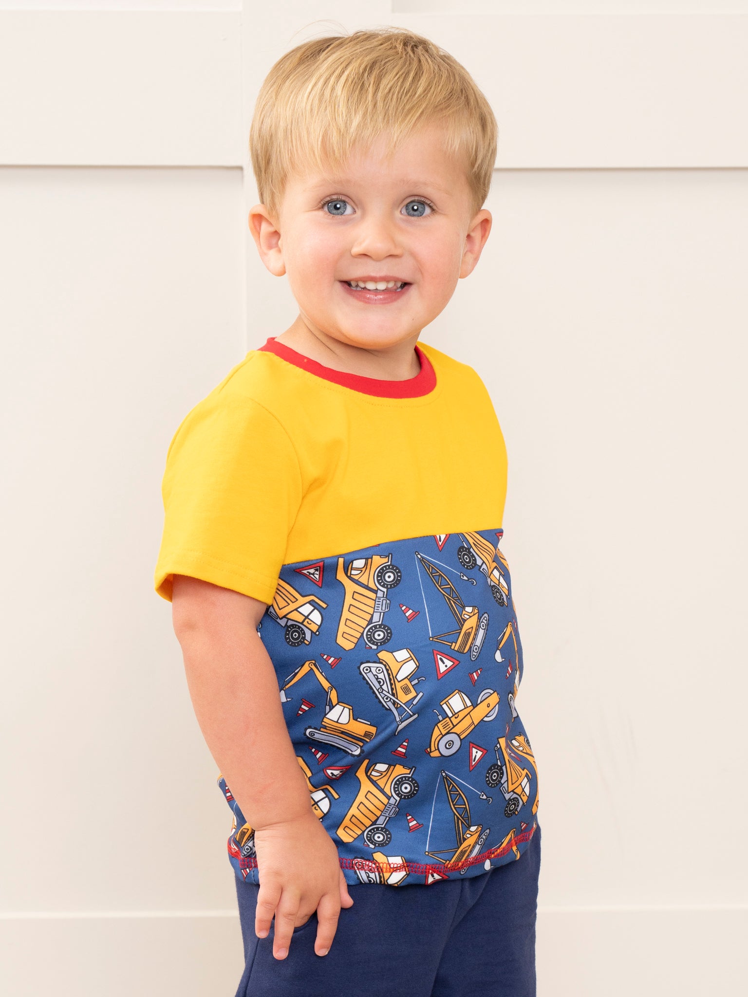 Blue & Yellow Construction Shirt - Marie Nicole Clothing
