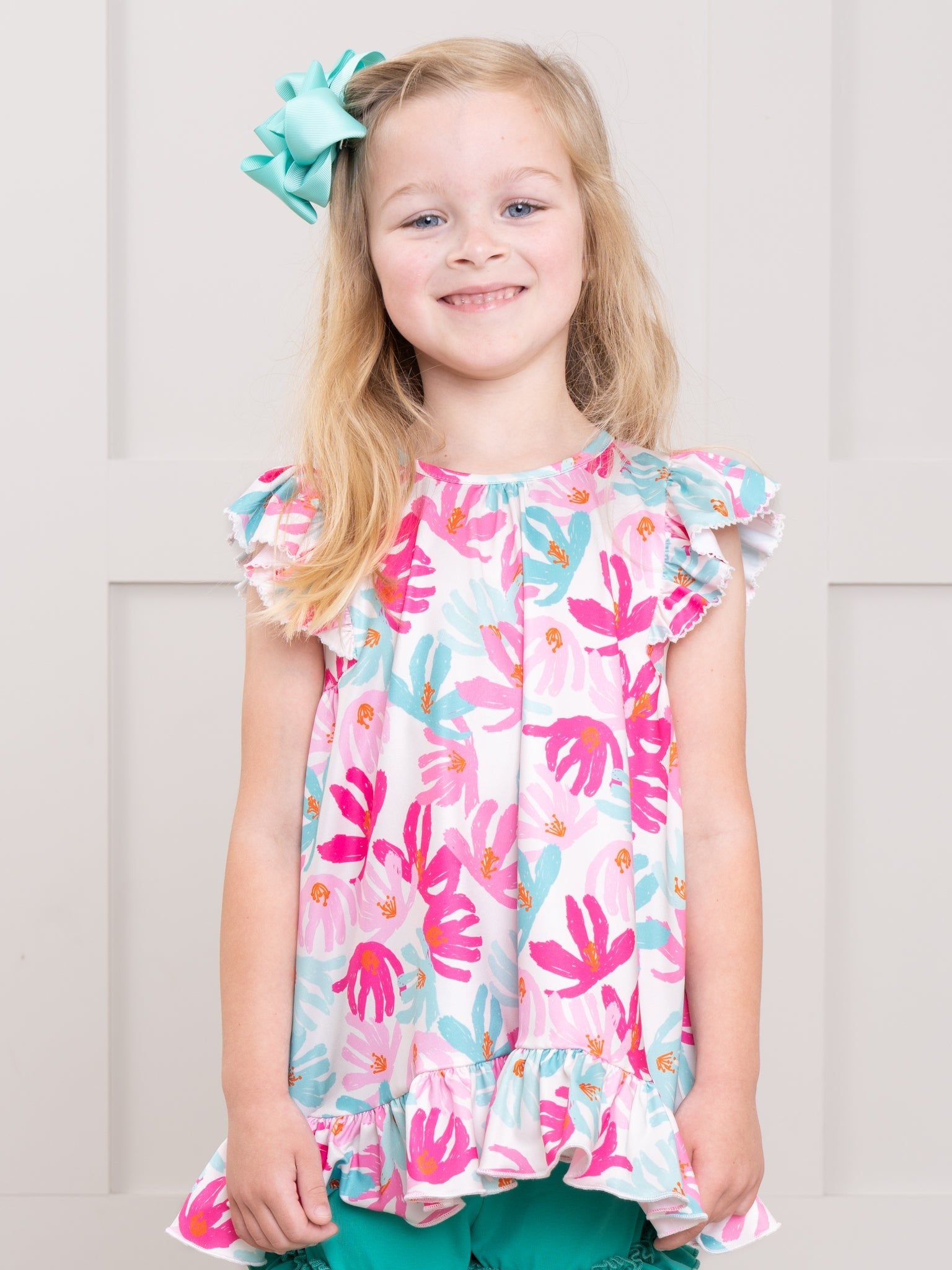 Ruffle Hem Tank - Hibiscus - Marie Nicole Clothing