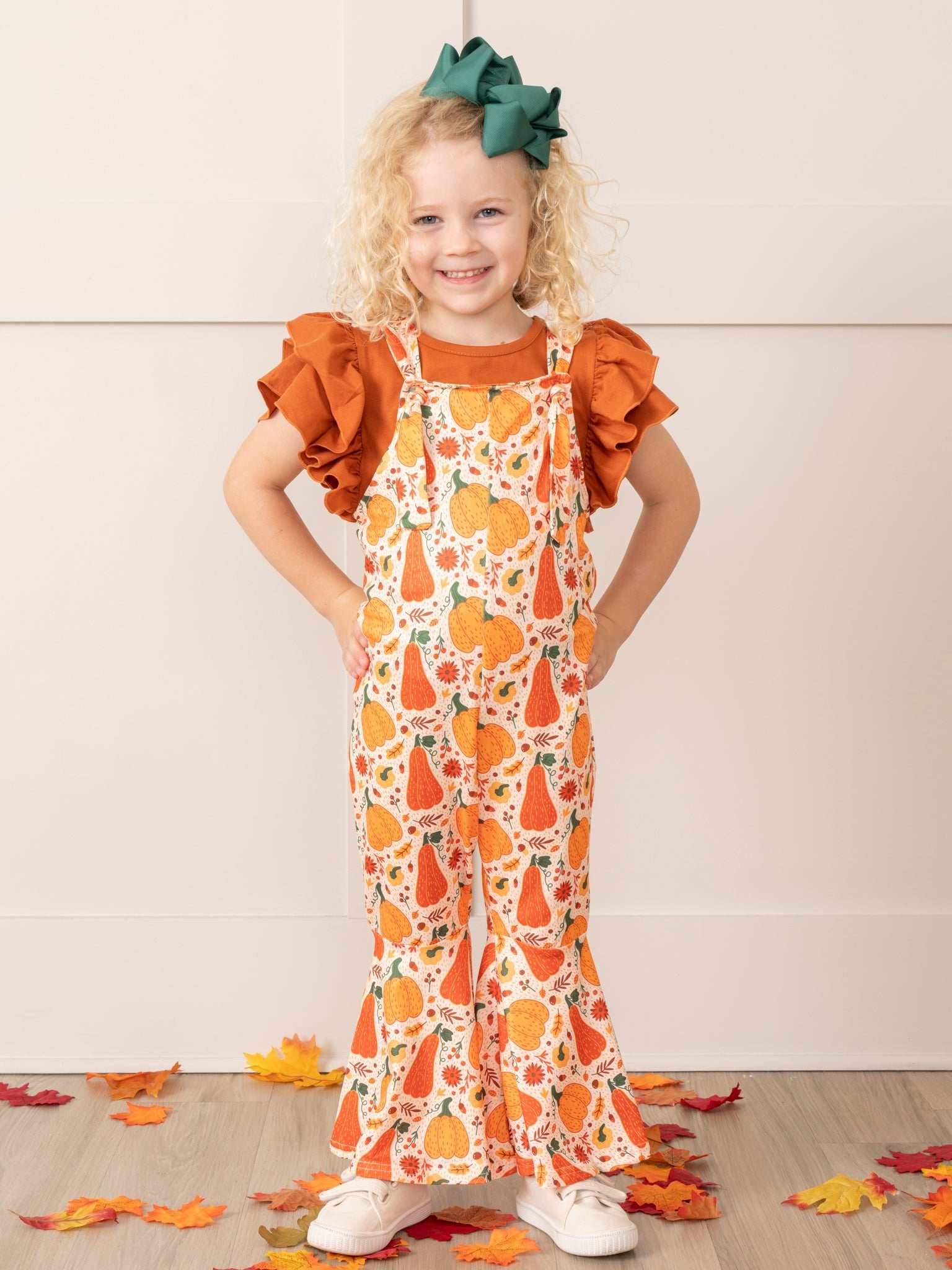 Orange Gourd Party Overalls Set - Marie Nicole Clothing