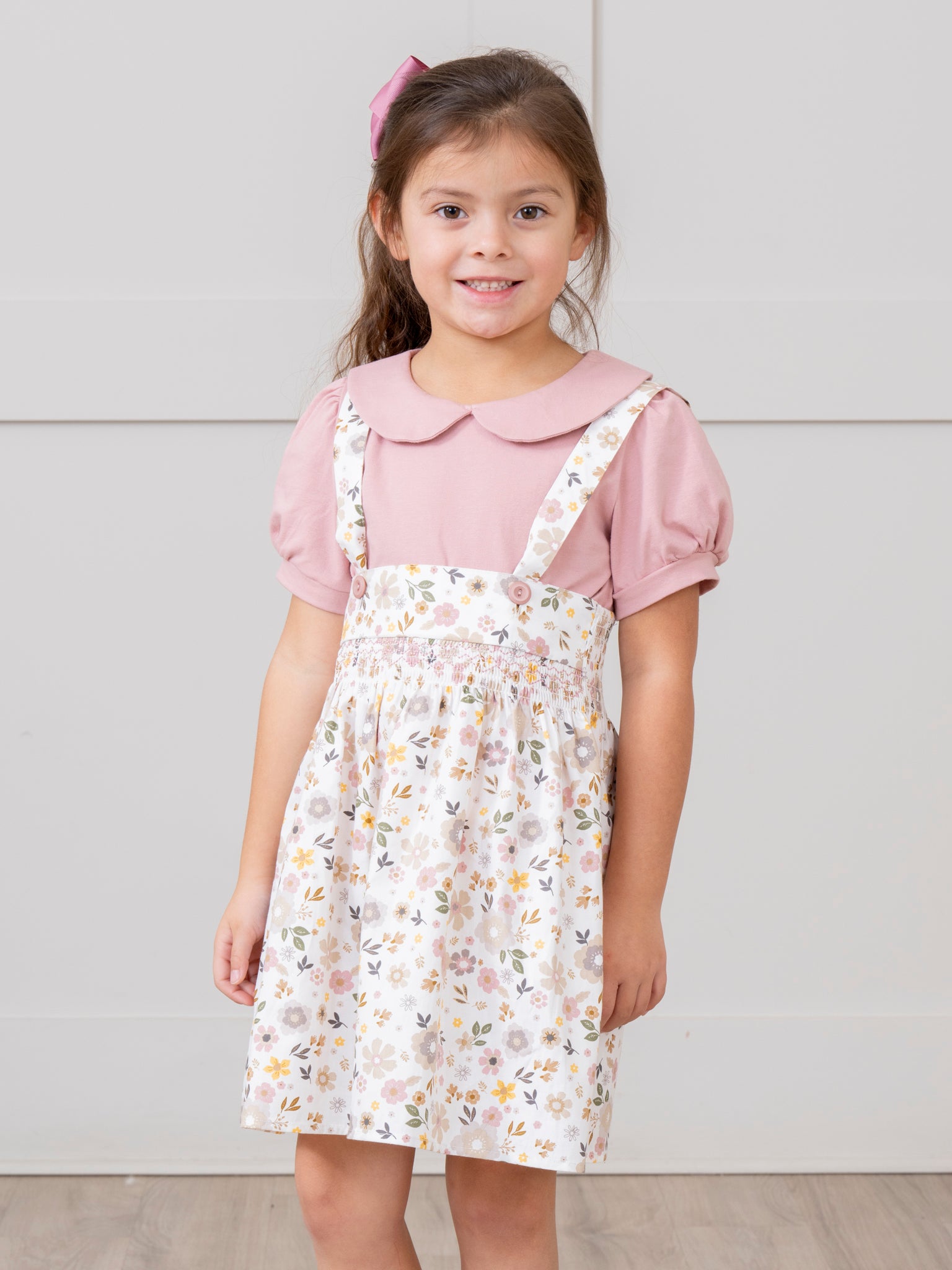 Mauve Dainty Florals Overalls Set - Marie Nicole Clothing