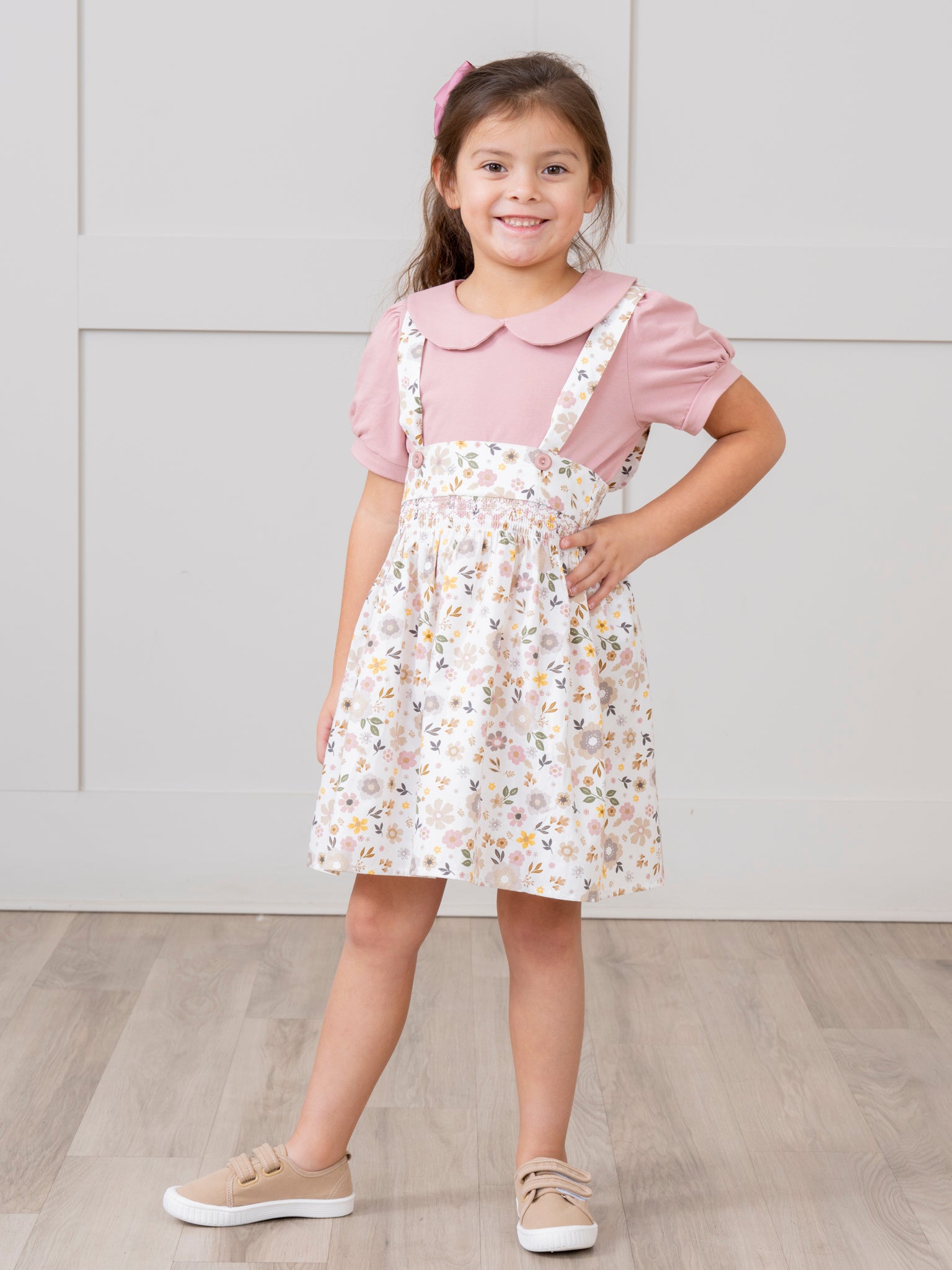 Mauve Dainty Florals Overalls Set - Marie Nicole Clothing