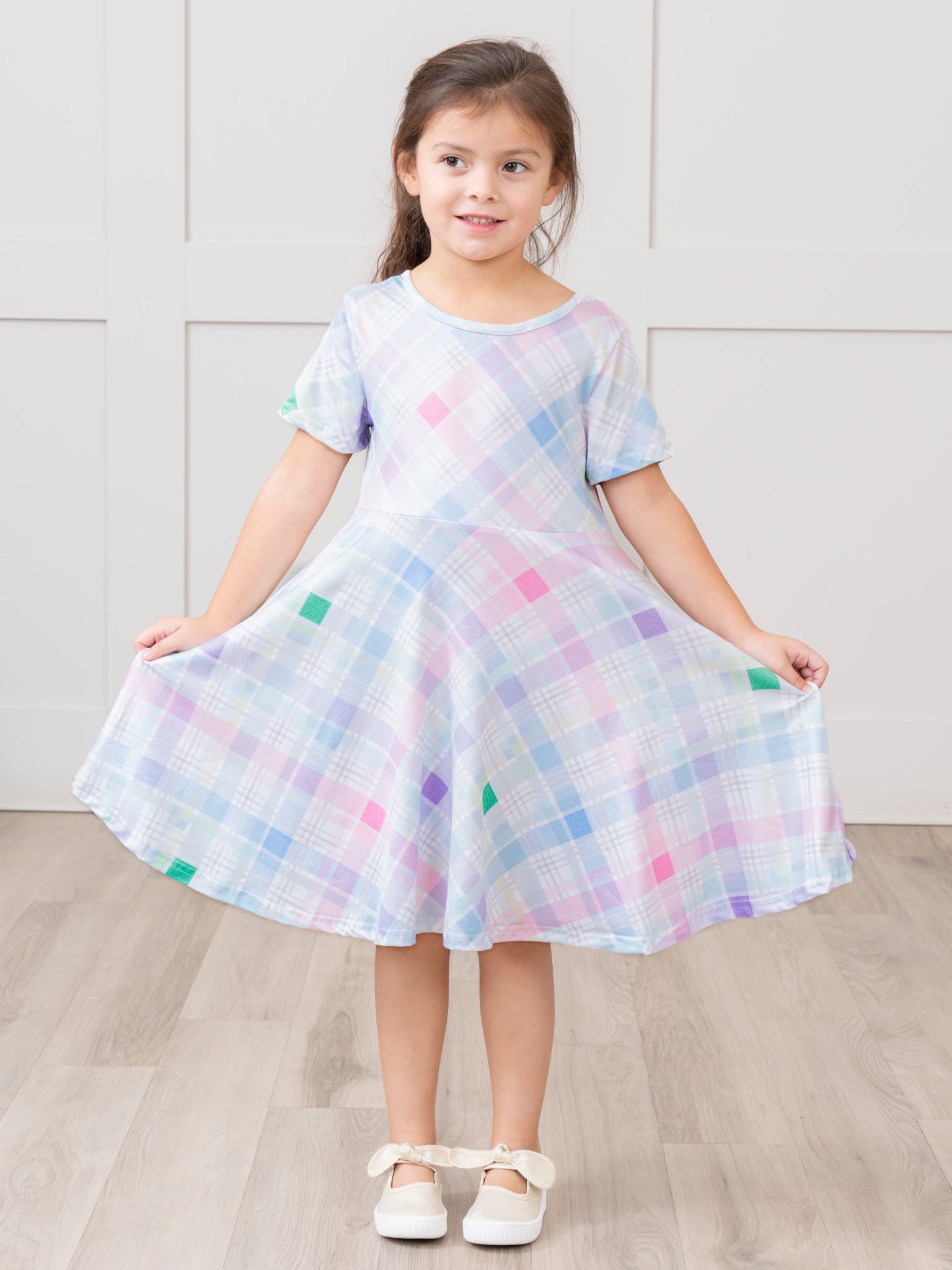 Spring Plaid Swing Dress - Marie Nicole Clothing