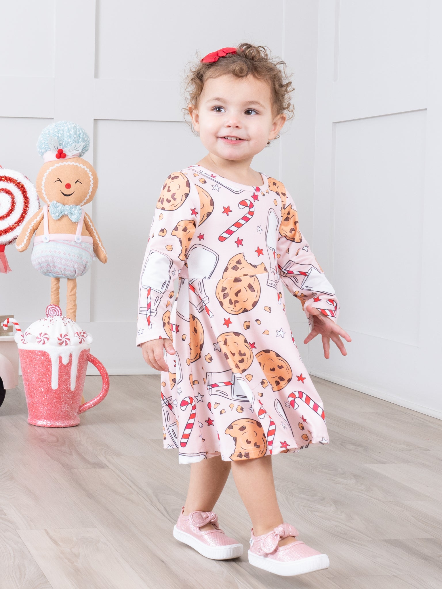 Pink Santa Treats Swing Dress - Marie Nicole Clothing