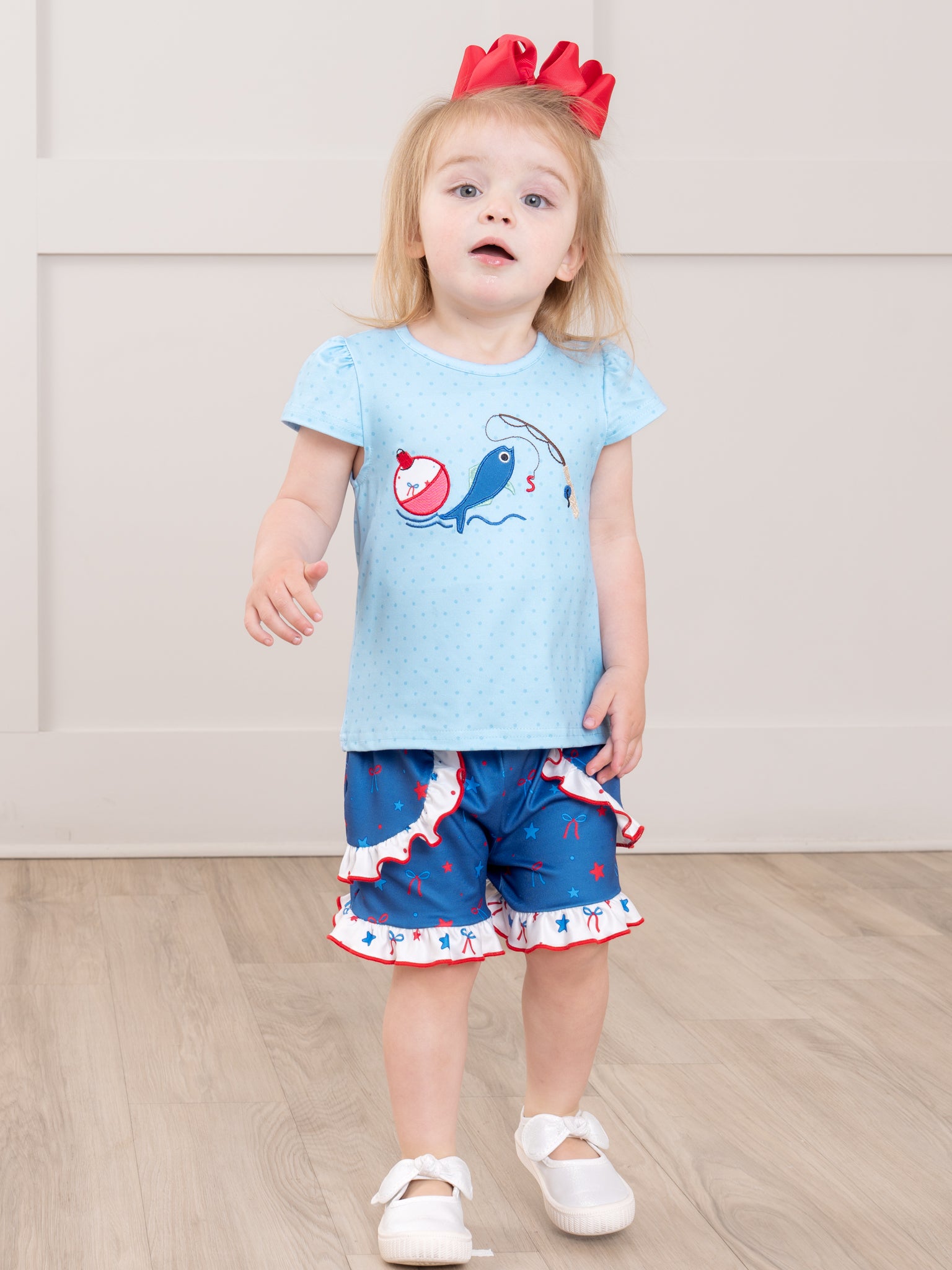 Fishing Fun Embroidered Ruffle Outfit - Marie Nicole Clothing