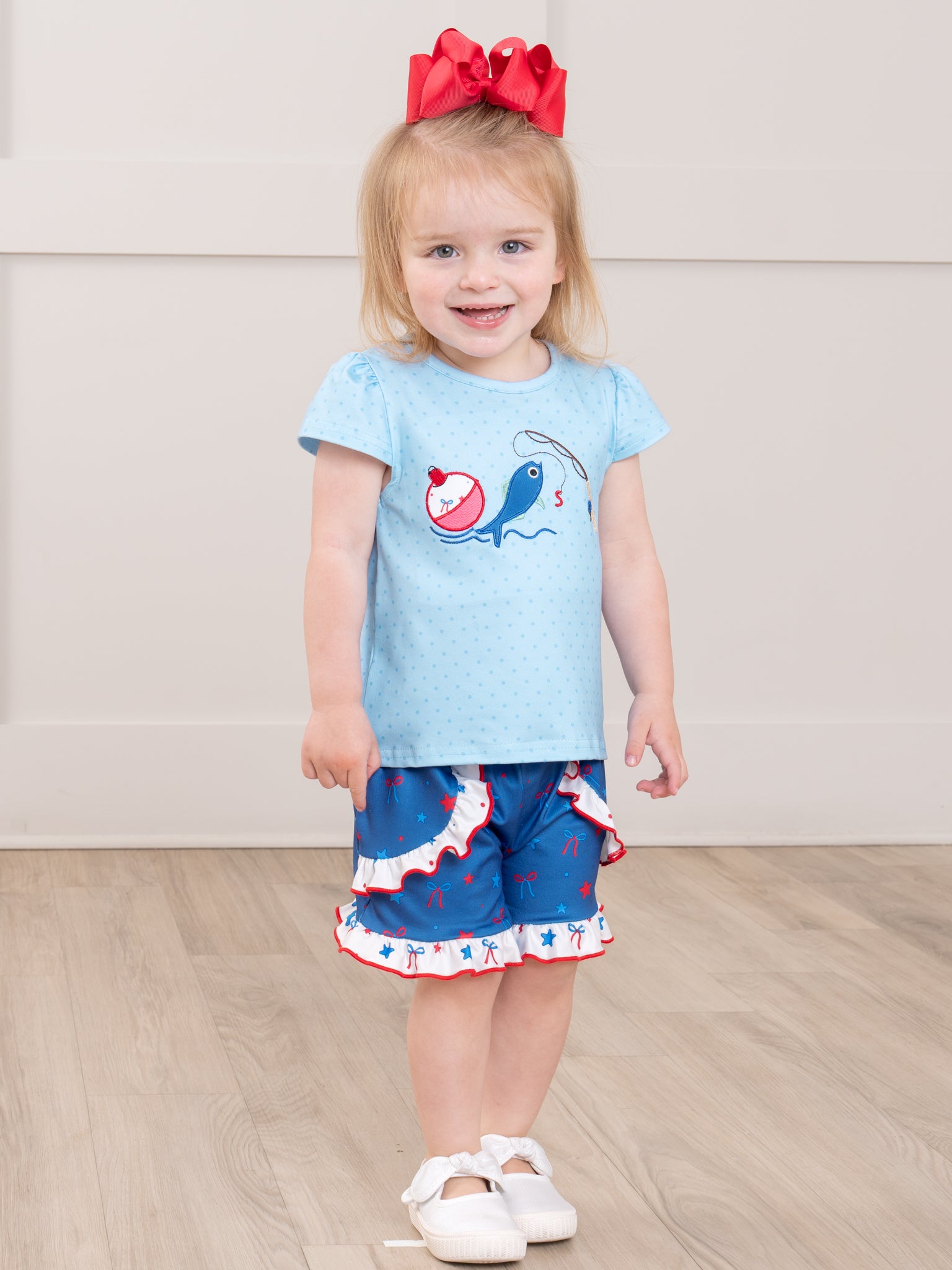 Fishing Fun Embroidered Ruffle Outfit - Marie Nicole Clothing