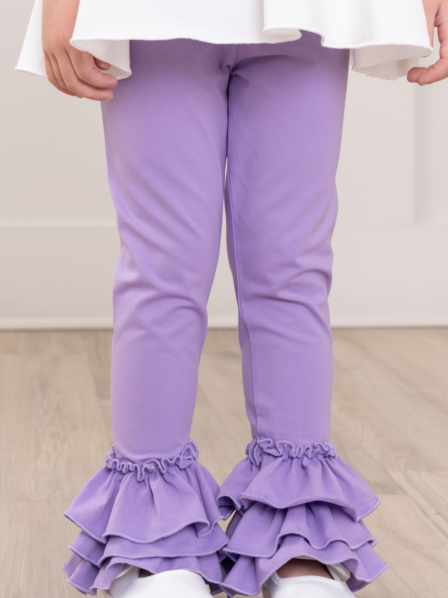 Cotton Bell Ruffle Leggings - Lavender - Marie Nicole Clothing