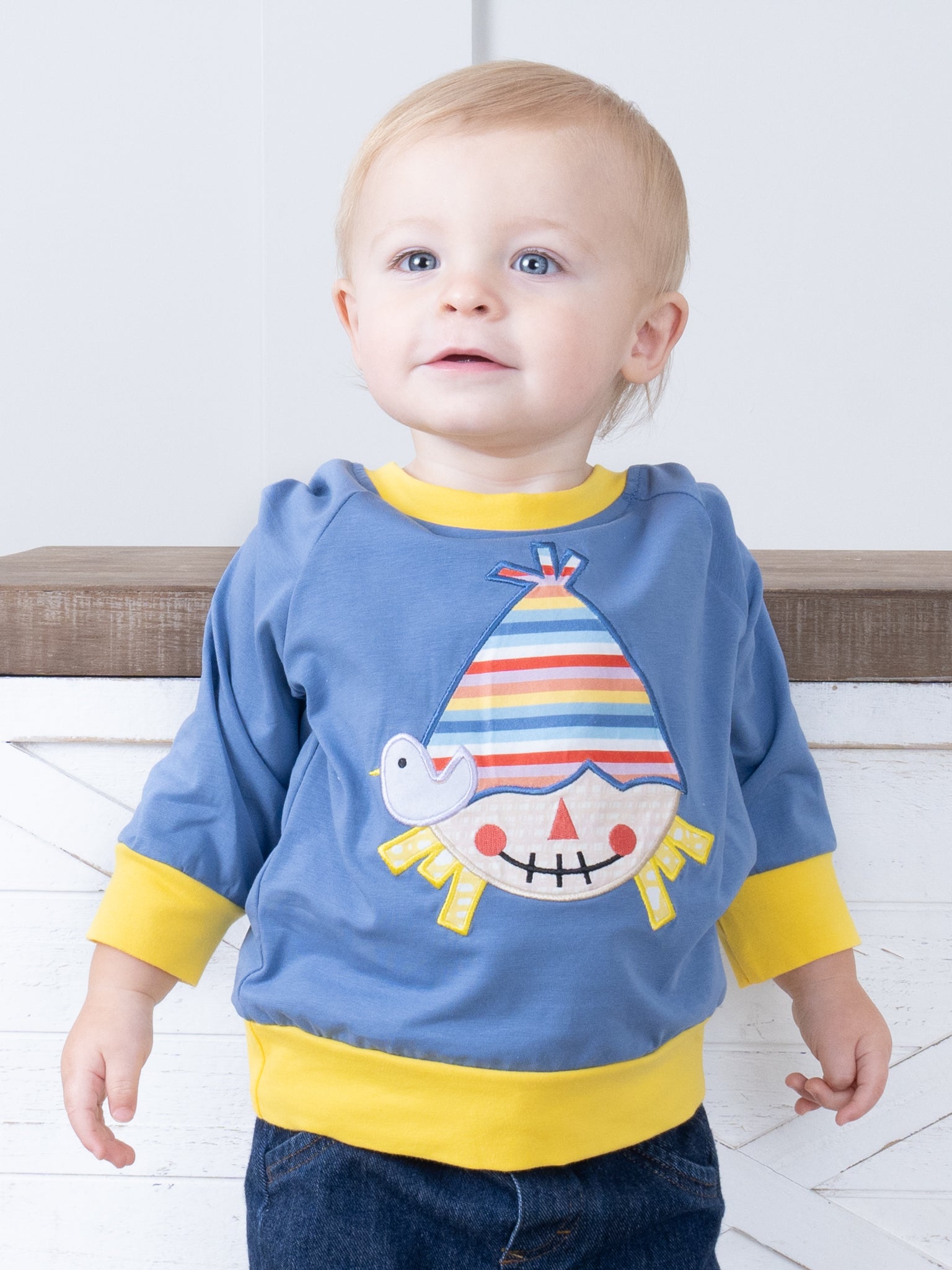 Chambray Rainbow Scarecrow Top - Marie Nicole Clothing