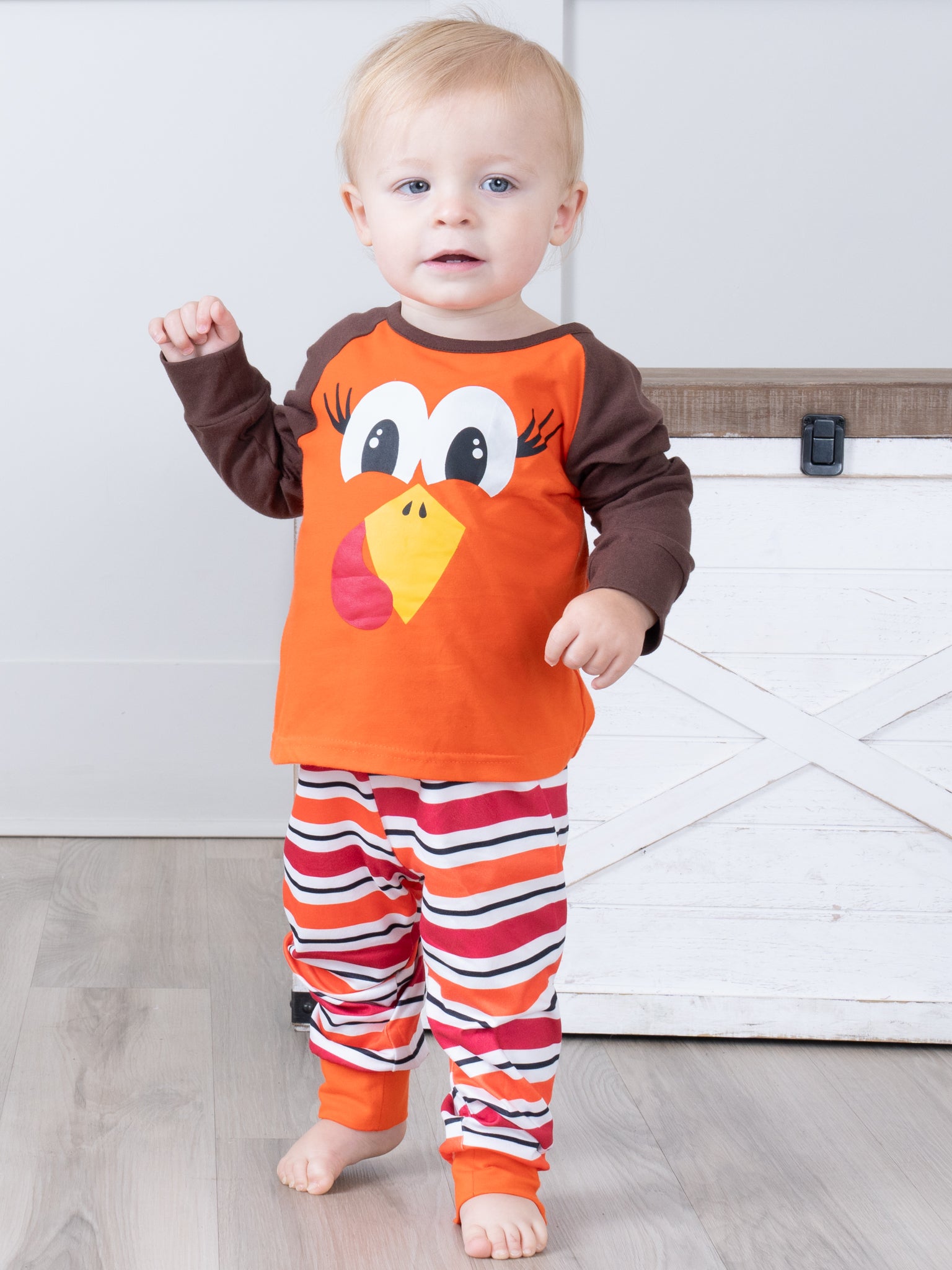 Bright Orange Stripes Turkey Pajamas - Marie Nicole Clothing