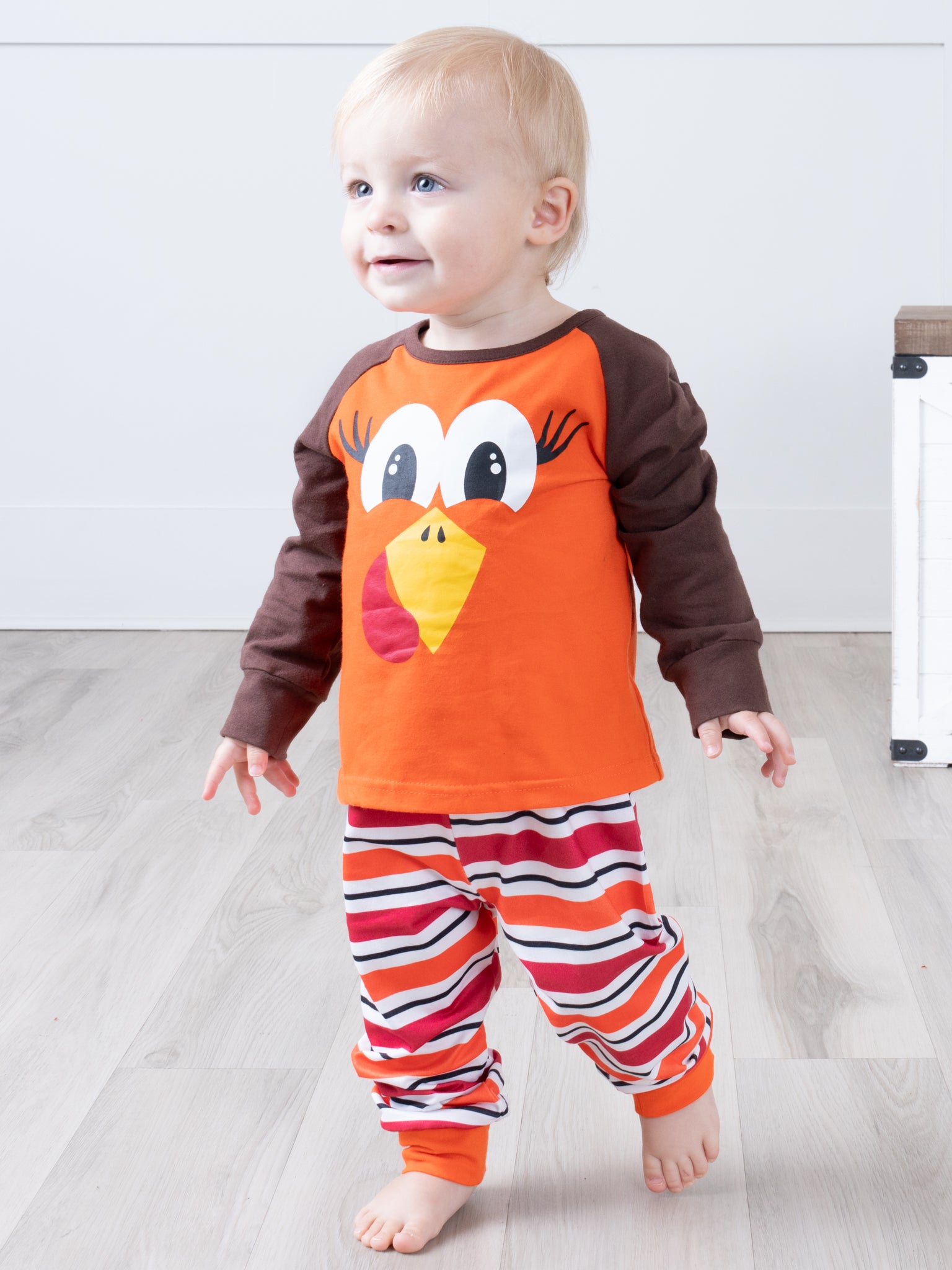Bright Orange Stripes Turkey Pajamas - Marie Nicole Clothing