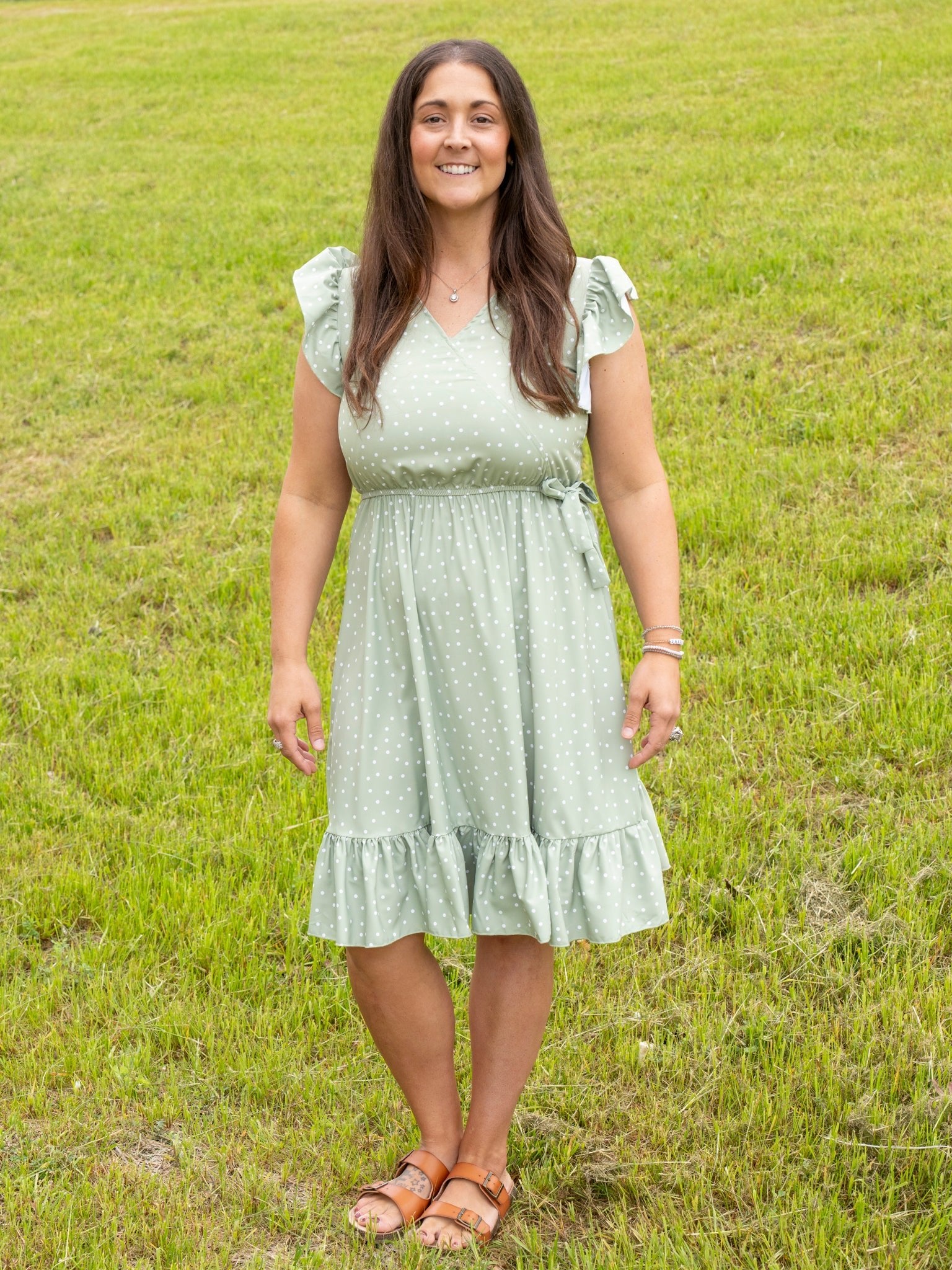 Mom & Me Green Polka Dot Dress - Marie Nicole Clothing