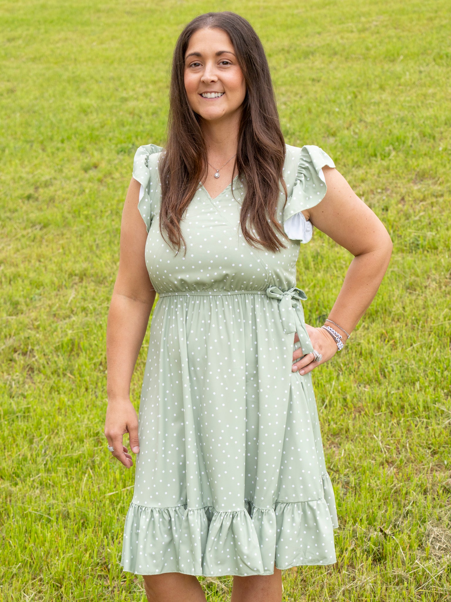 Mom & Me Green Polka Dot Dress - Marie Nicole Clothing