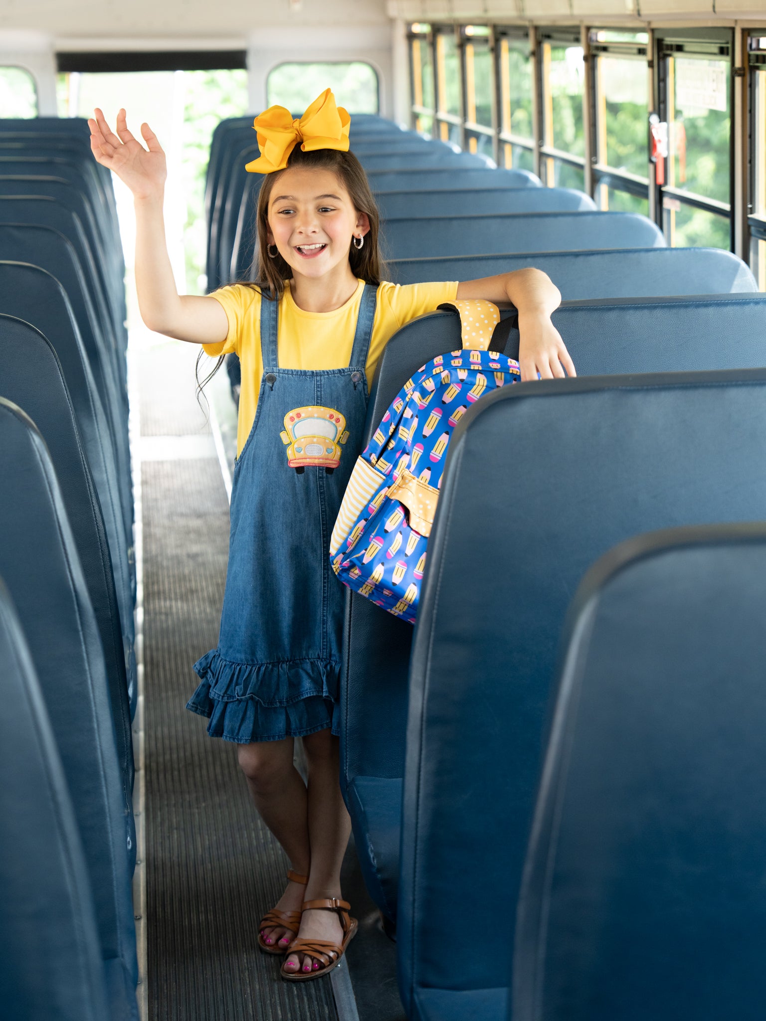 School Bus Denim Dress Set - Marie Nicole Clothing