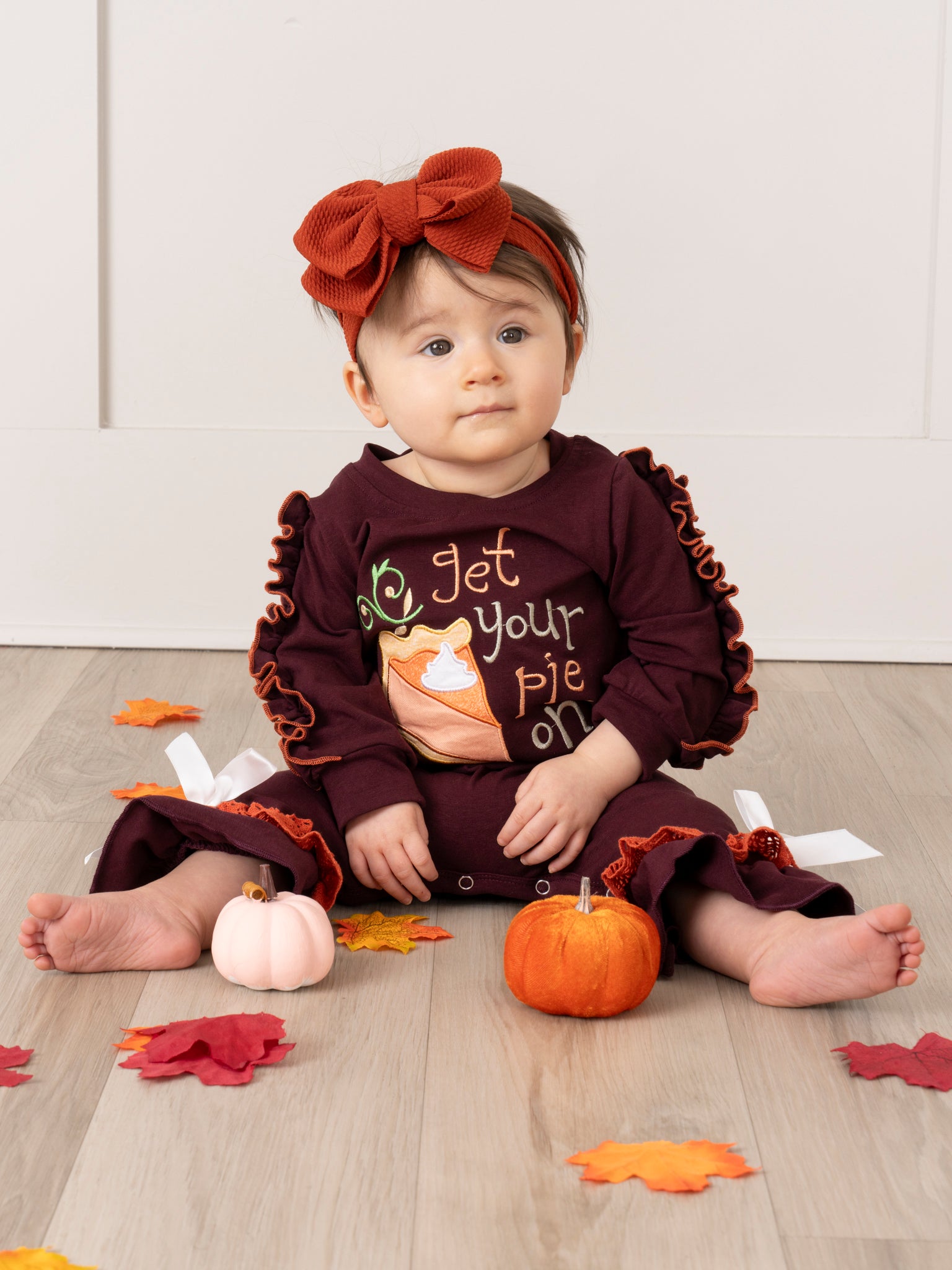 Pumpkin Pie Ruffle Romper - Marie Nicole Clothing
