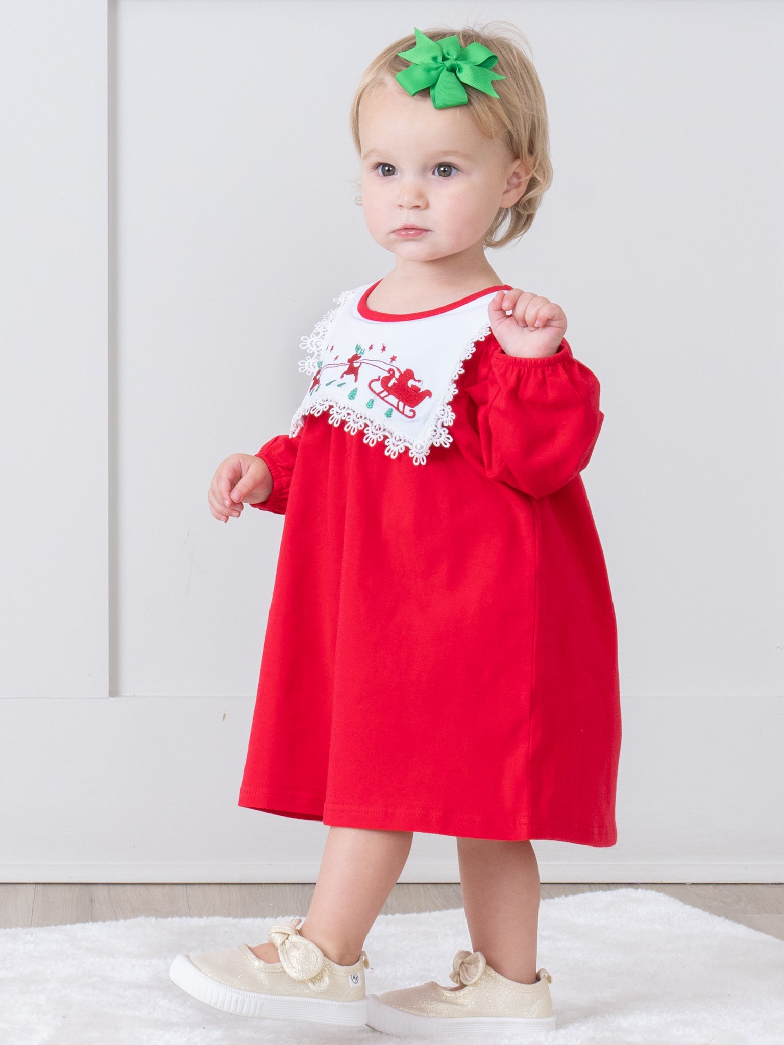 Bright Red Santa's Sleigh Dress - Marie Nicole Clothing