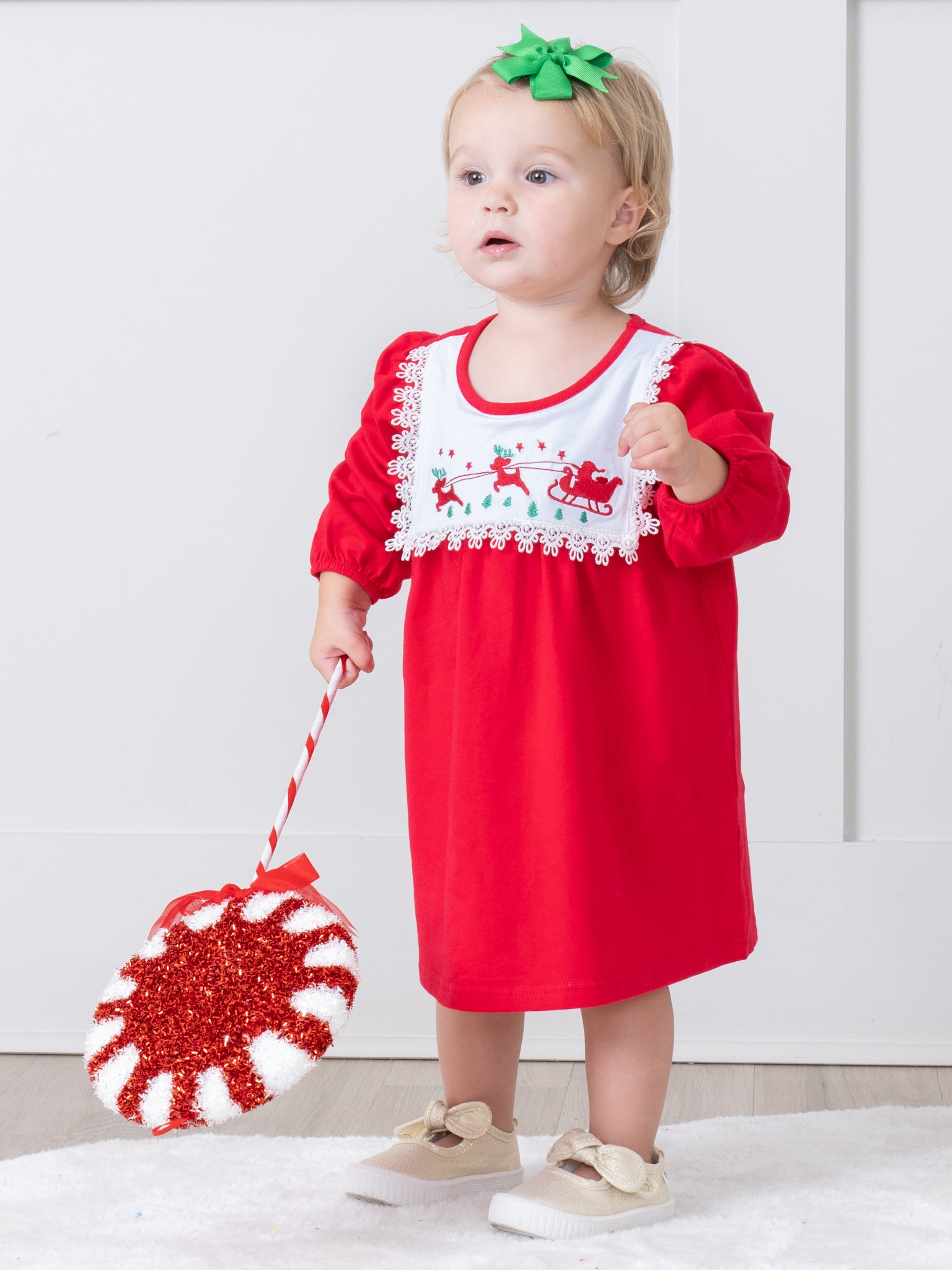 Bright Red Santa's Sleigh Dress - Marie Nicole Clothing
