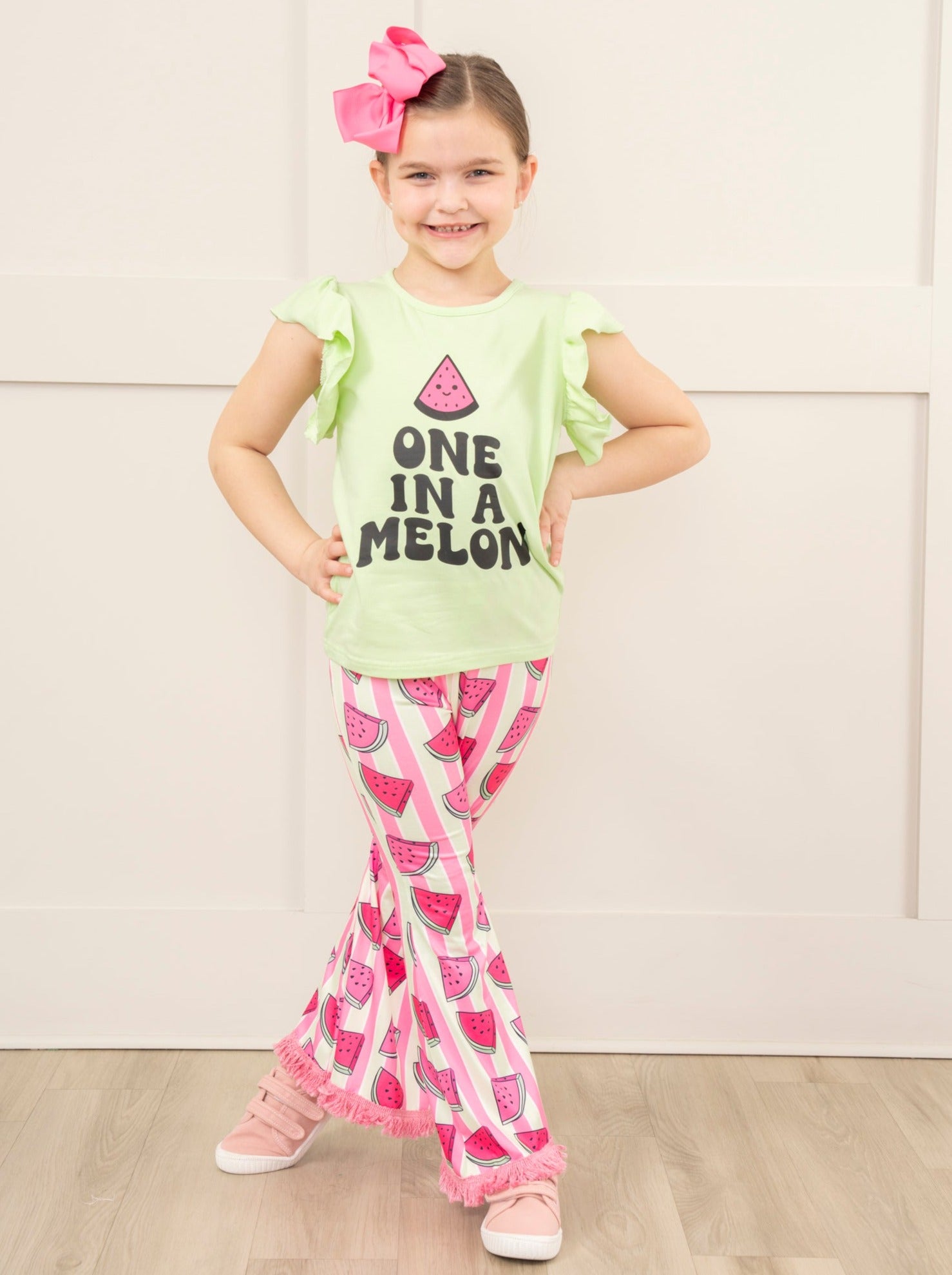 Watermelon Stripes Fringe Outfit - Marie Nicole Clothing