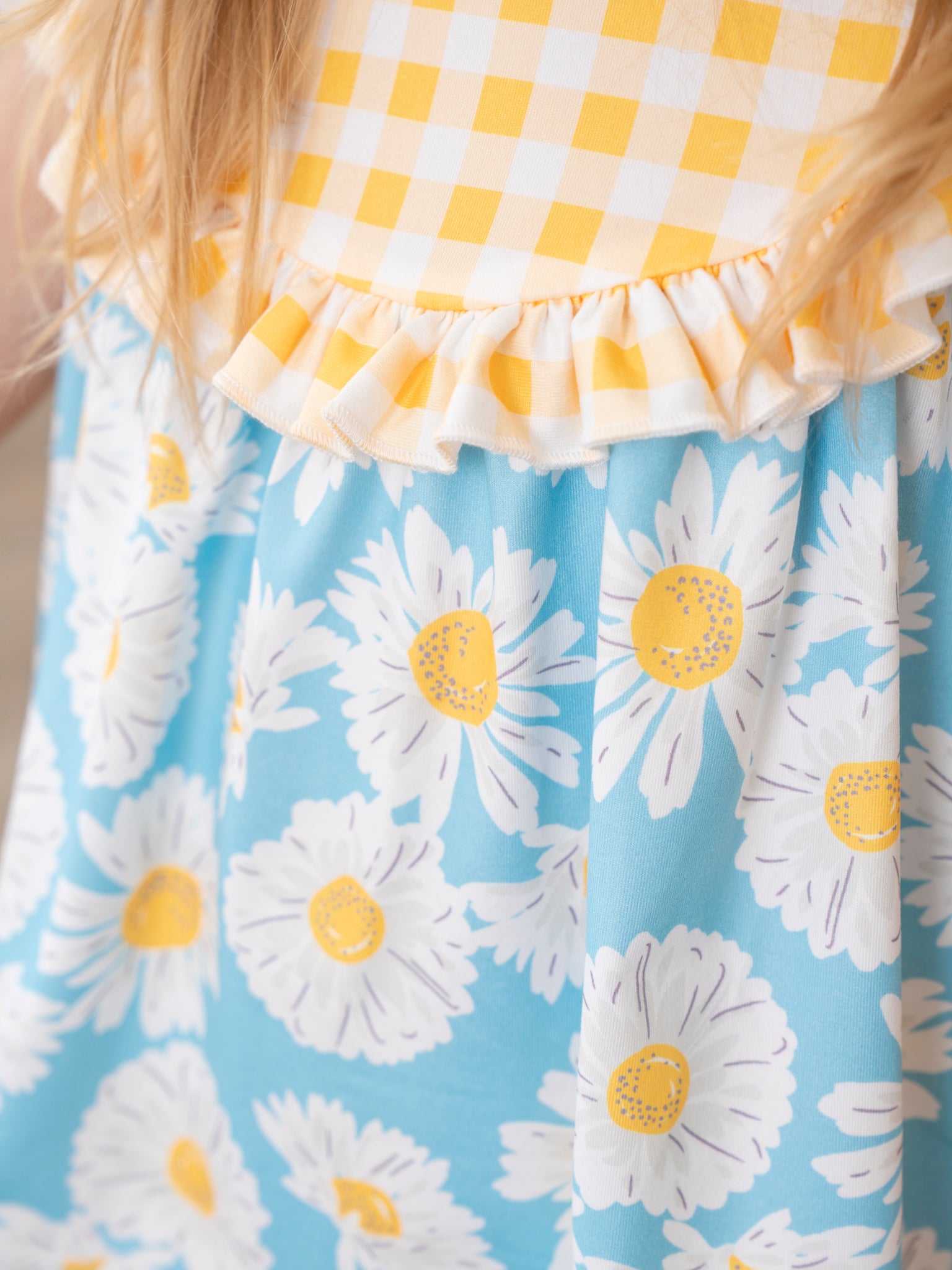 Yellow Gingham Floral Ruffle Outfit - Marie Nicole Clothing