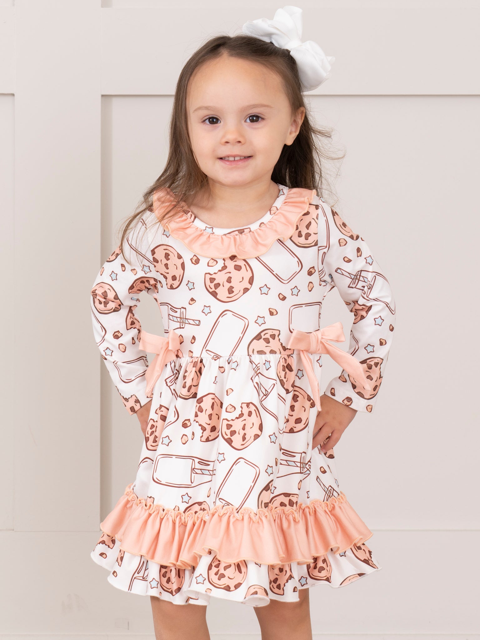 Peach Milk & Cookies Ruffle Dress - Marie Nicole Clothing