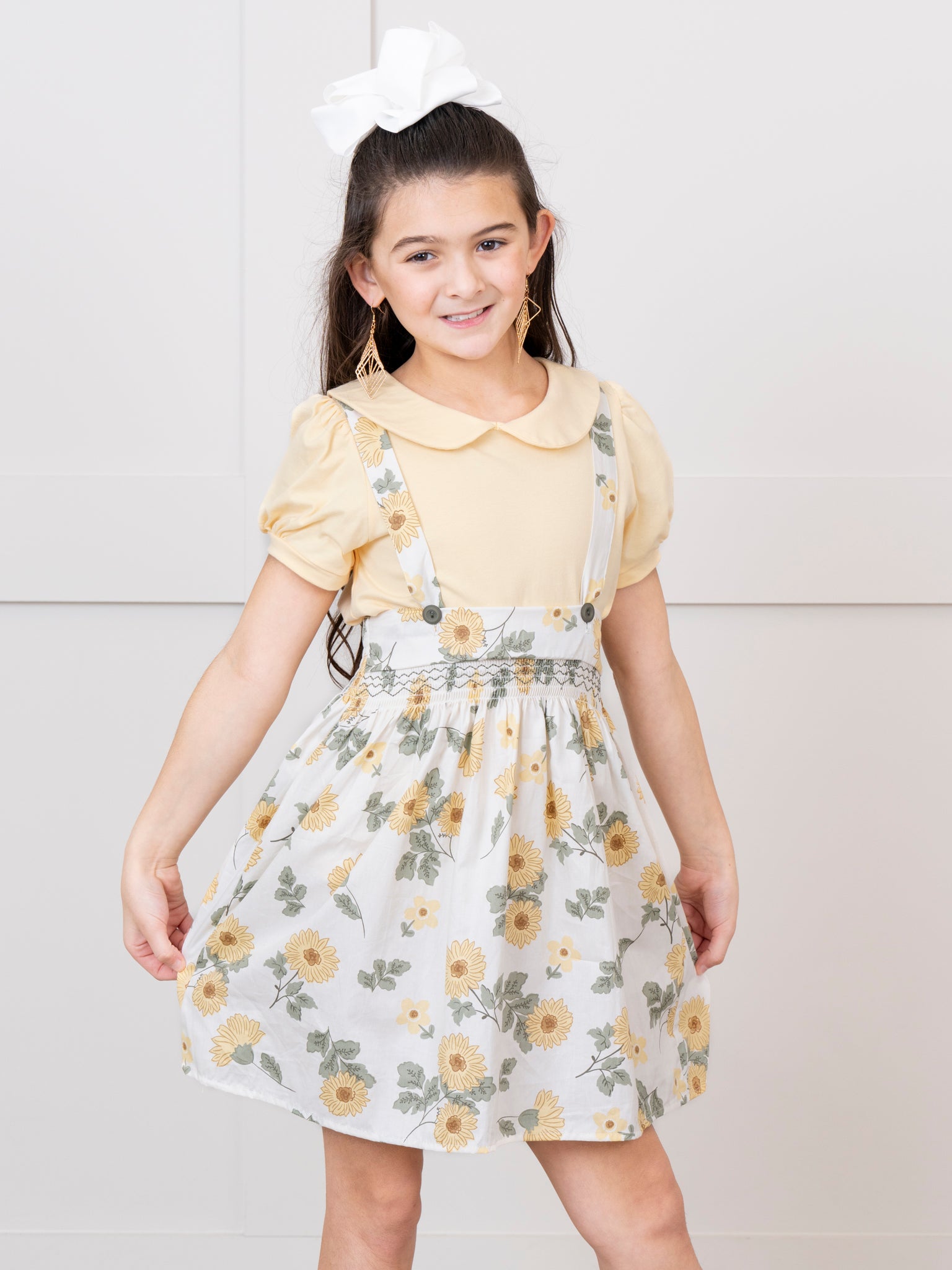 Yellow Dainty Florals Overalls Set - Marie Nicole Clothing