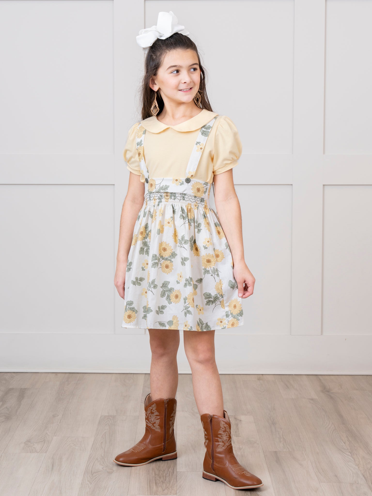 Yellow Dainty Florals Overalls Set - Marie Nicole Clothing