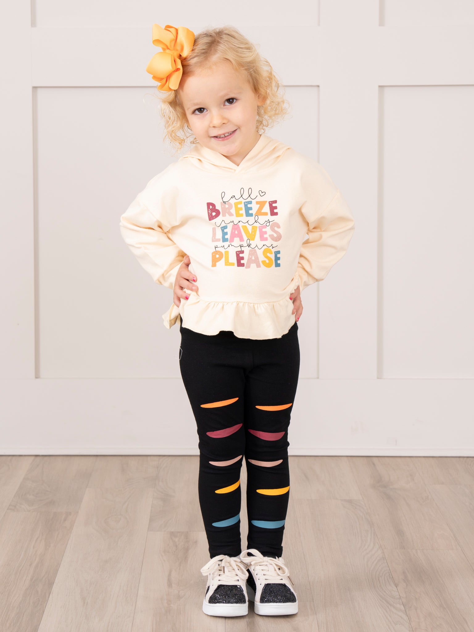 Leaves Please Ruffle Hoodie Outfit - Marie Nicole Clothing