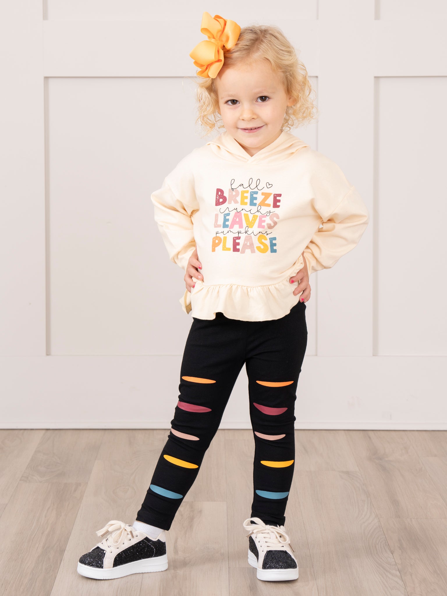 Leaves Please Ruffle Hoodie Outfit - Marie Nicole Clothing