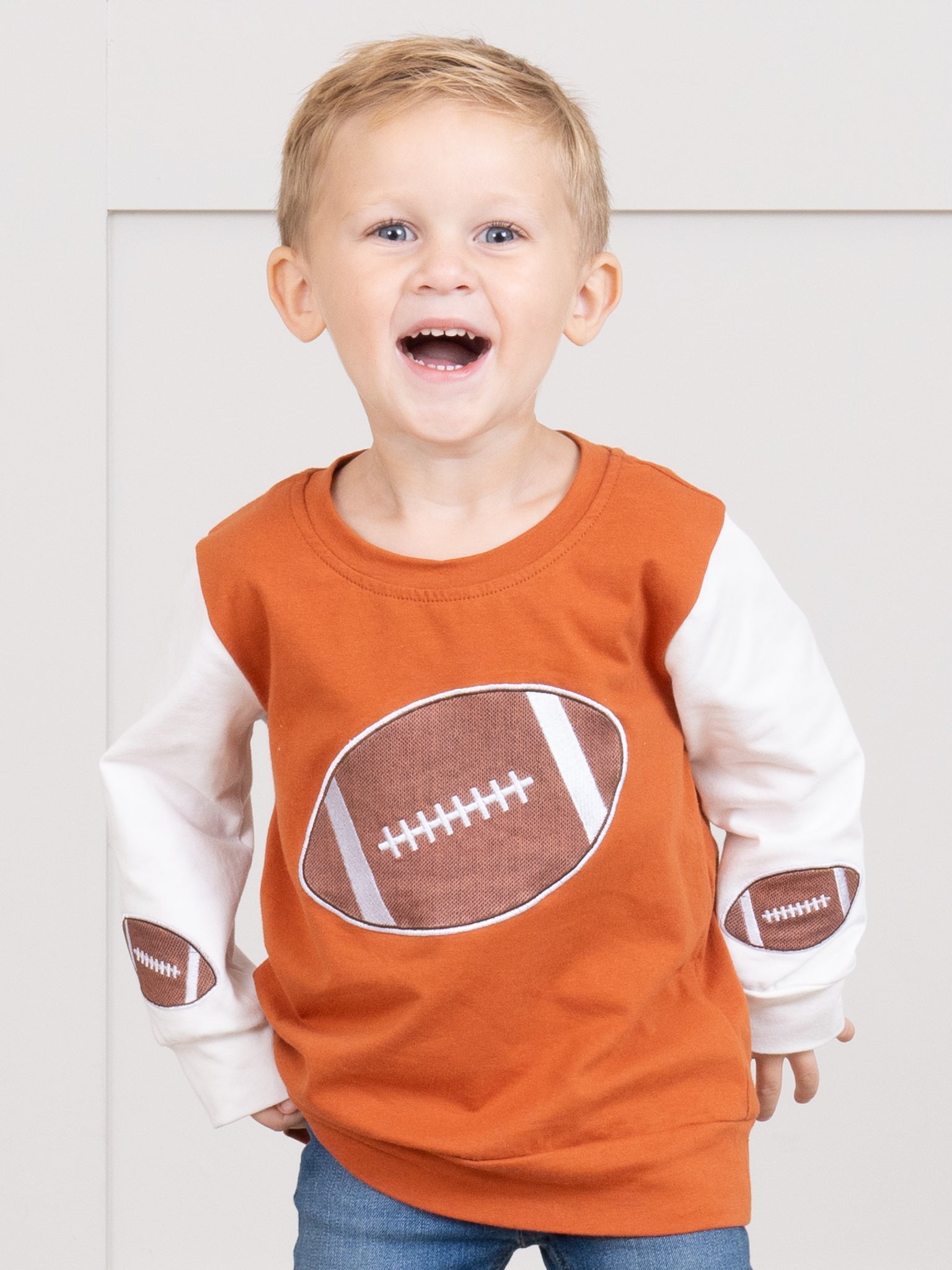 Bronze & White Touchdown Embroidered Shirt - Marie Nicole Clothing