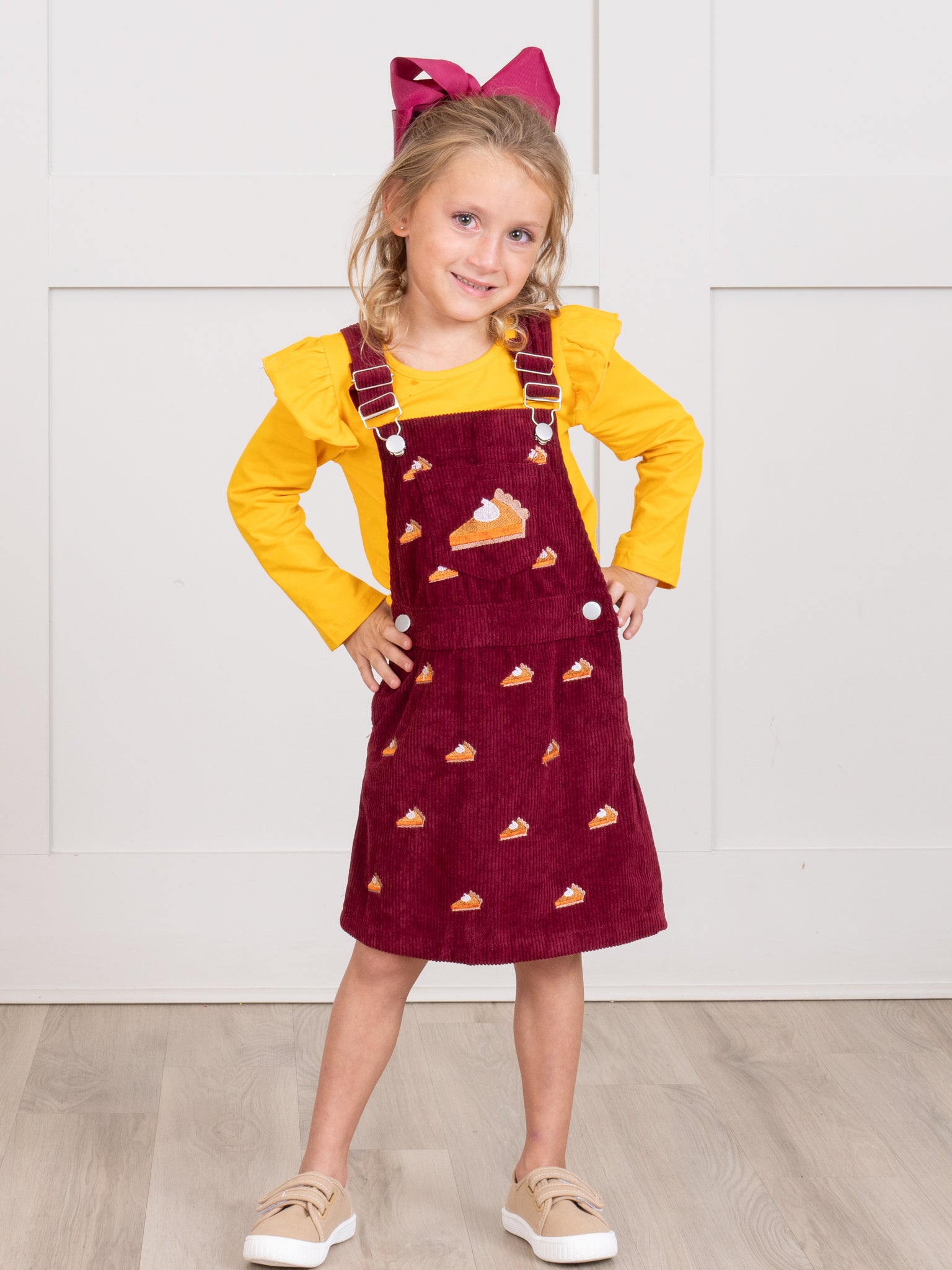 Corduroy Embroidered Overall Set - Marie Nicole Clothing