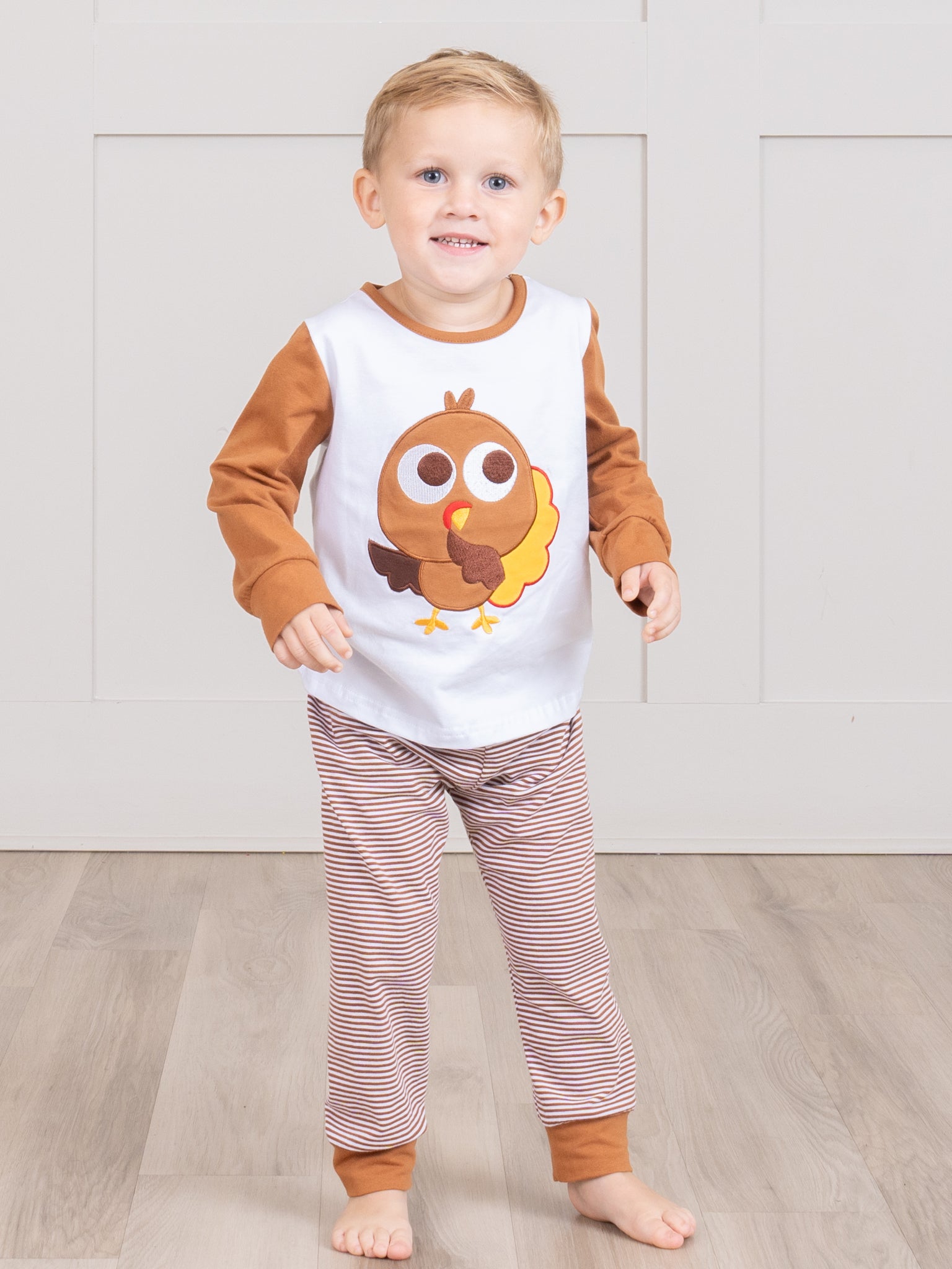 Brown & White Turkey Pajamas - Marie Nicole Clothing