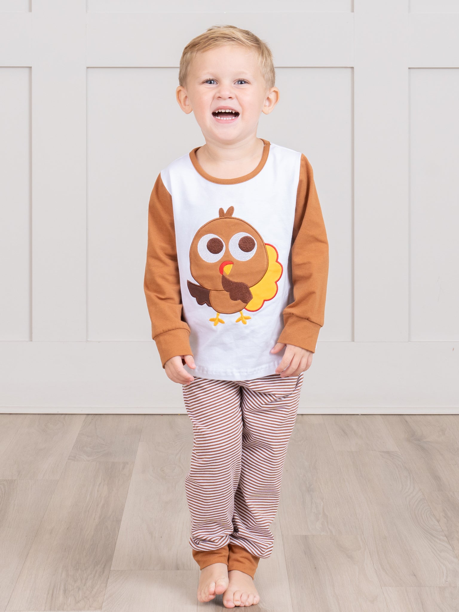 Brown & White Turkey Pajamas - Marie Nicole Clothing