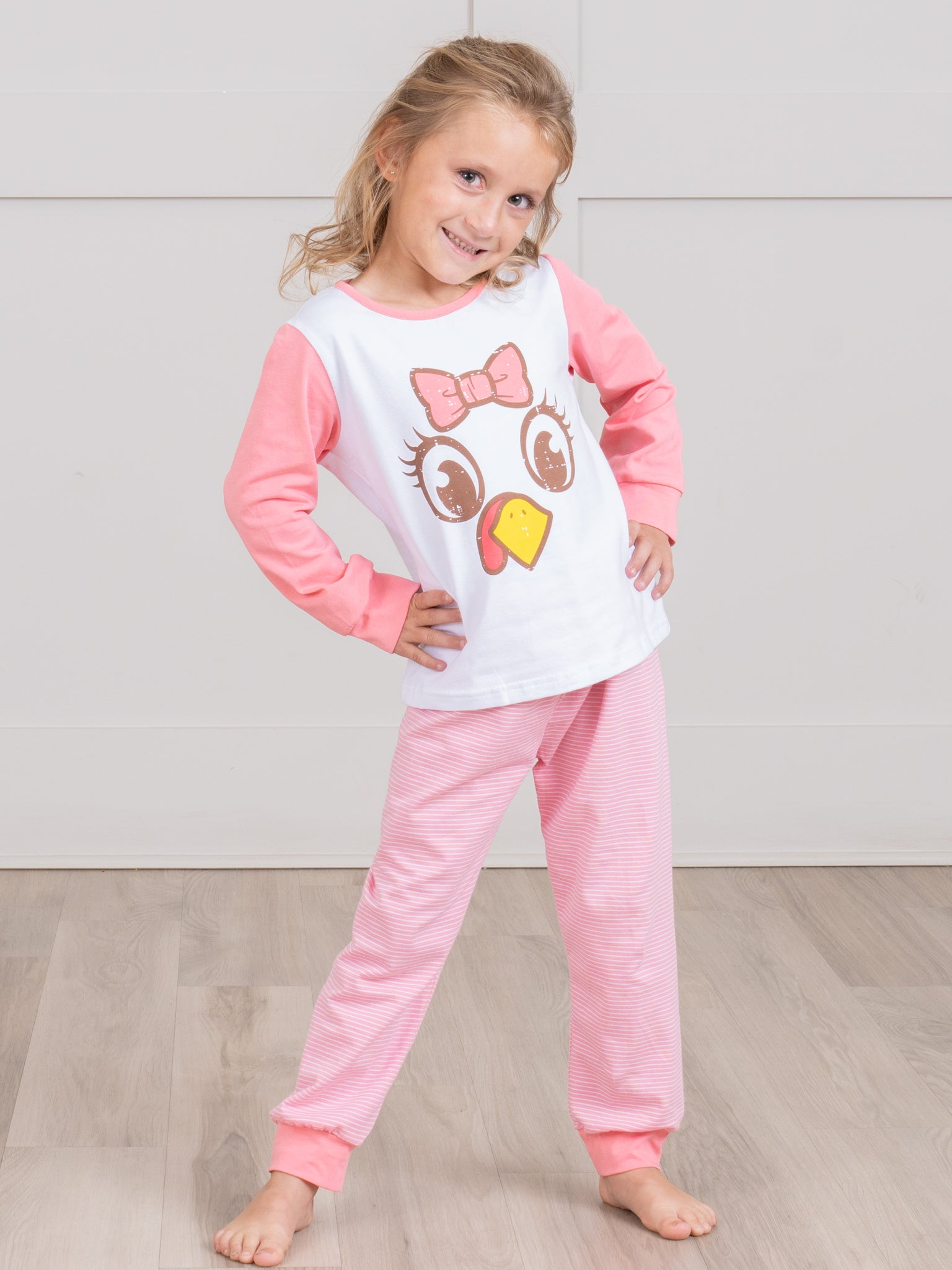 Pink & White Turkey Pajamas - Marie Nicole Clothing