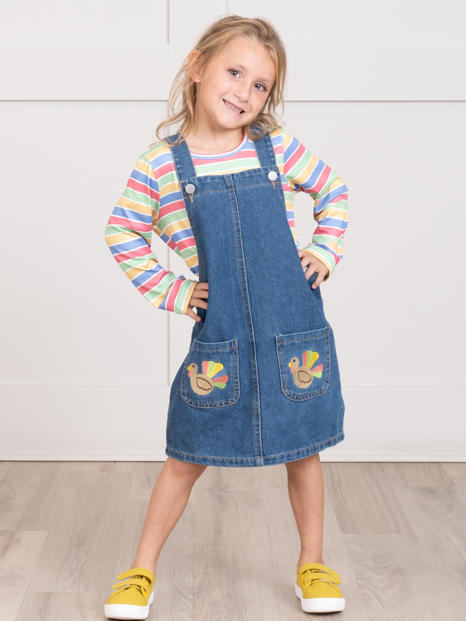 Embroidered Thanksgiving Overall Set - Marie Nicole Clothing